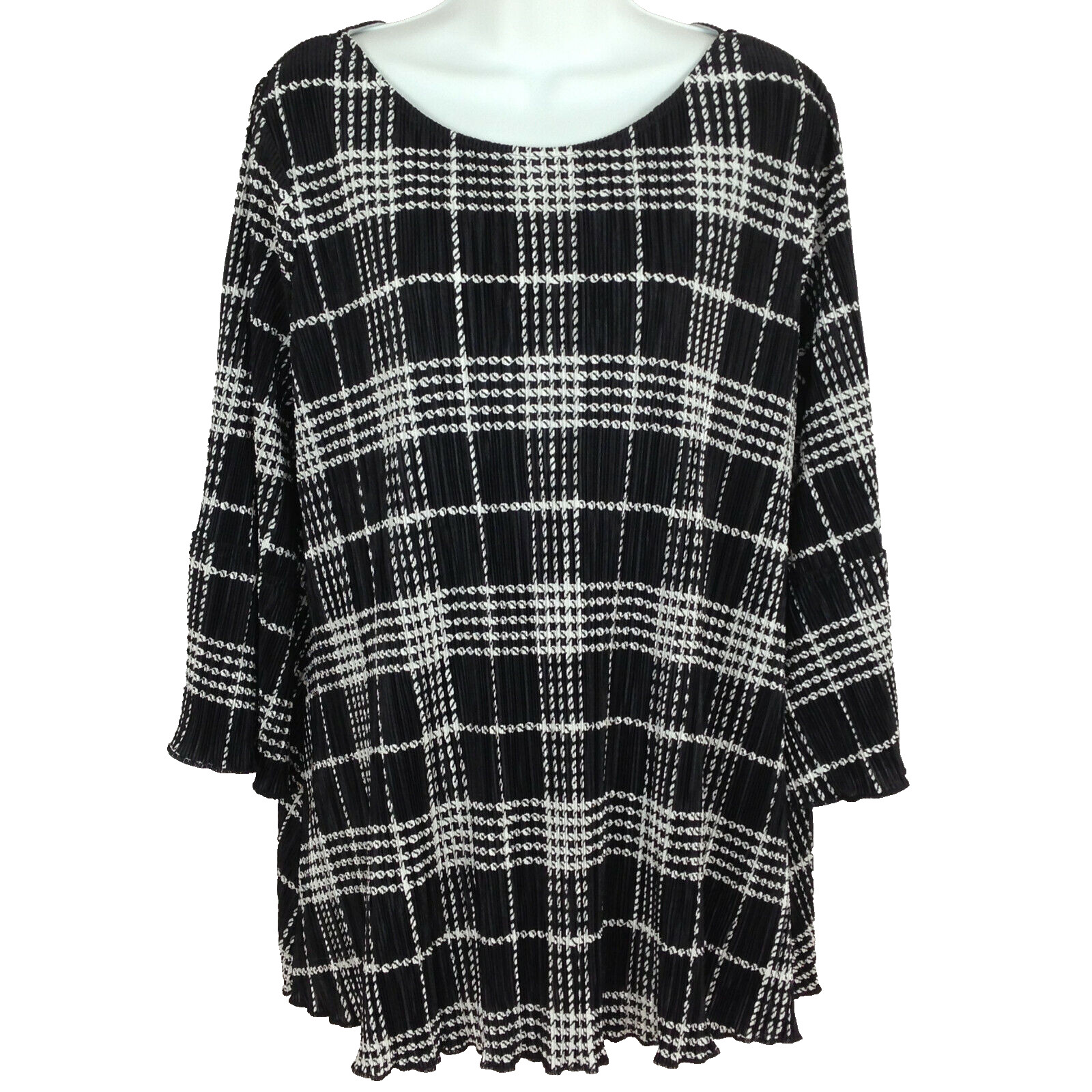 Erin London womens accordion blouse size S geometric round neck long sleeve