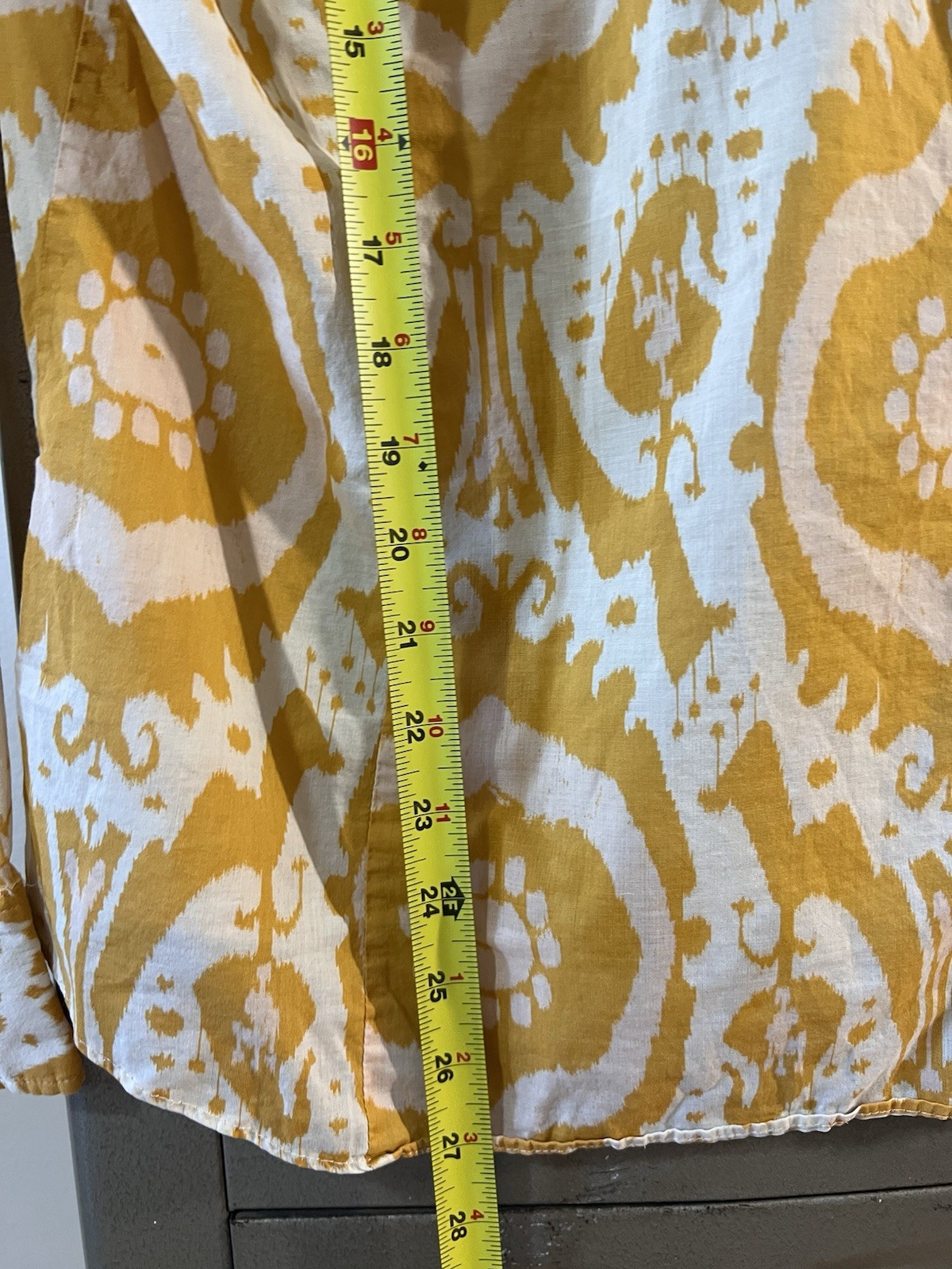 J.Crew The Perfect Shirt Yellow Ikat Print Cotton Button Down Small Summer Top