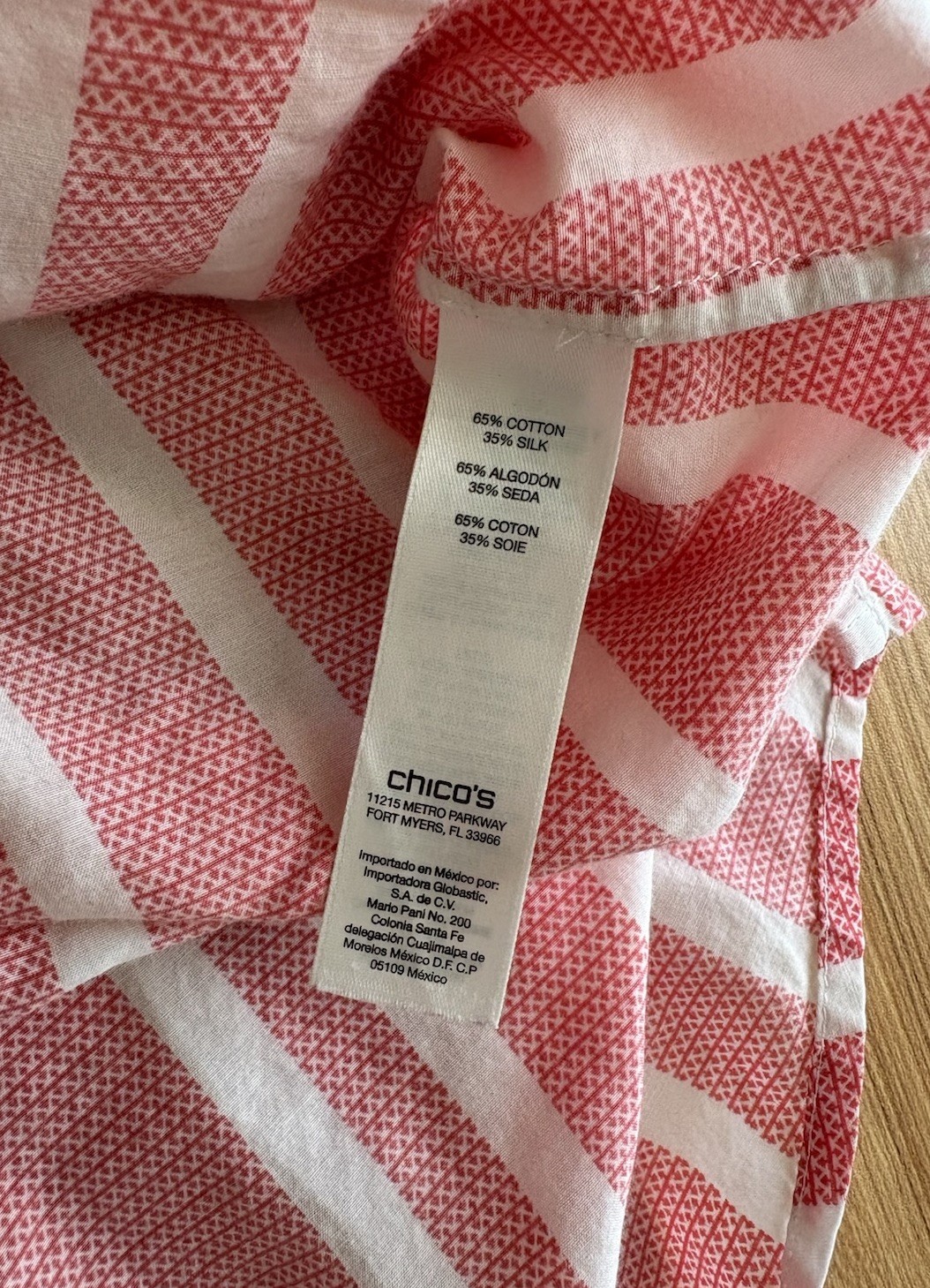Chicos Candy Stripe Silk Cotton Button Up Shirt Sz 1 Pink Preppy Classic Office