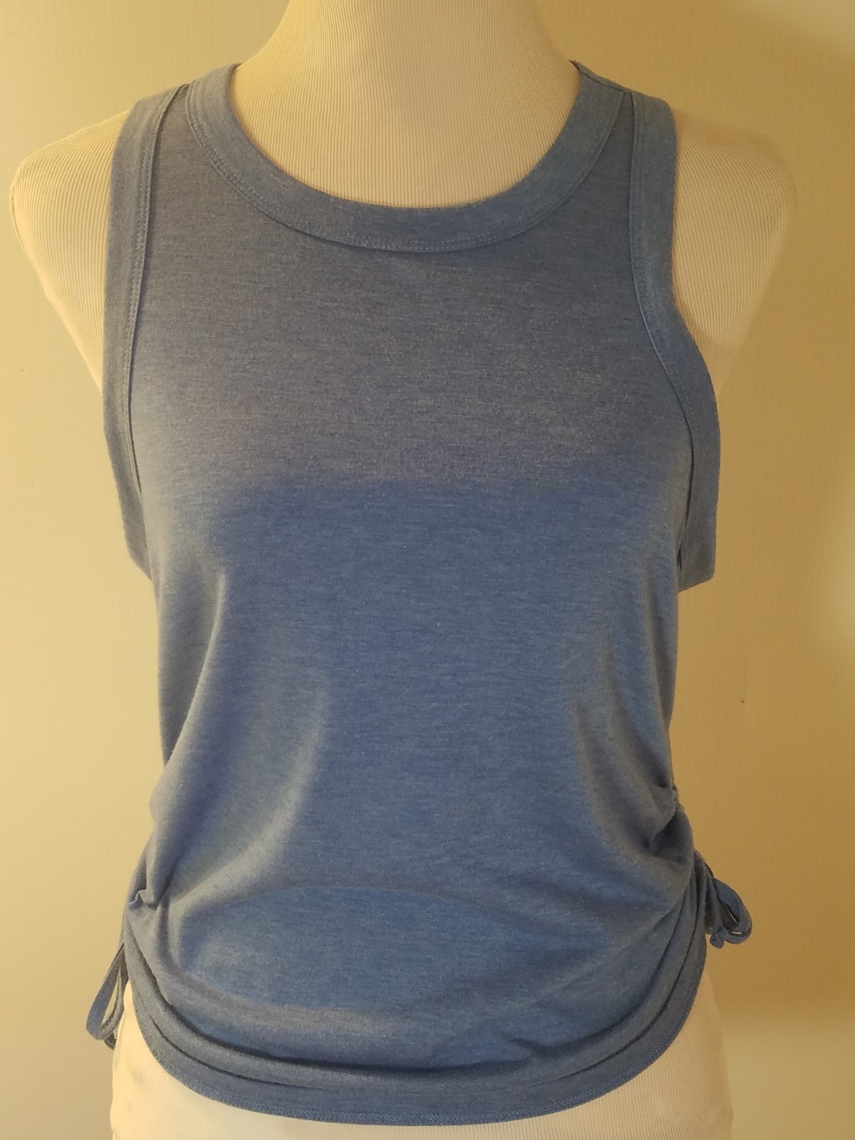 SO Brand Tank Top Ladies Sz M Blue Racer Back Stretch Gathered Sleeveless 3966