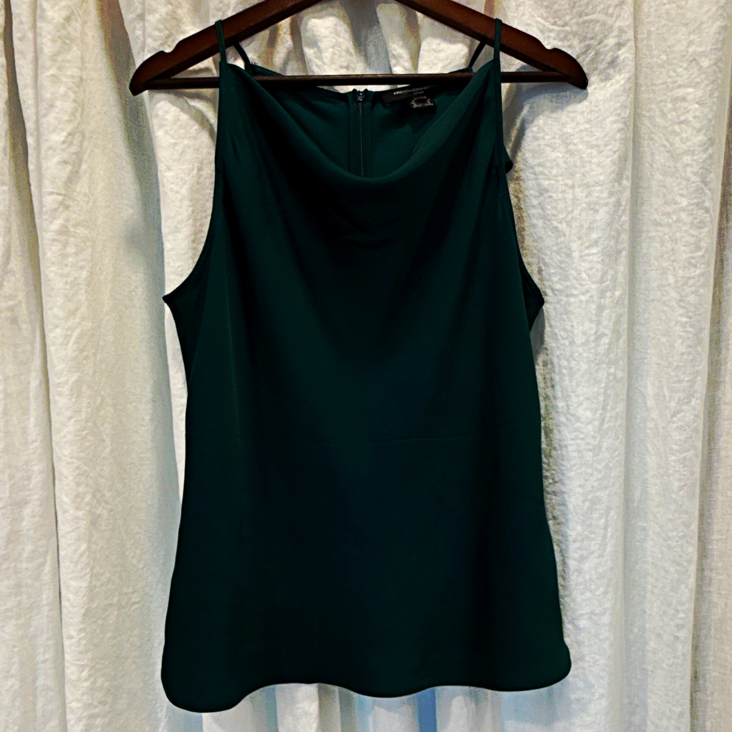 French Connection Green Solid Cowl Neck Spaghetti Strap Cami Tank US size 12