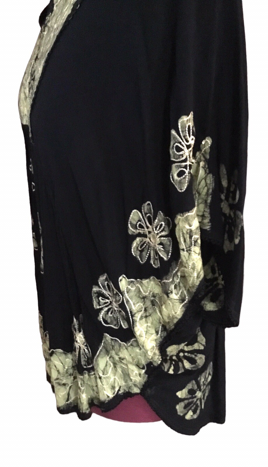 LSI Womens NWT Boho Top Shirt Black Green Embroidered One Size Poncho Seller