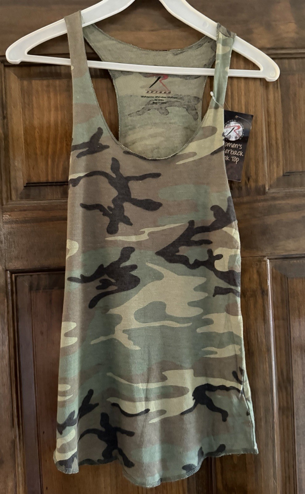 Rothco Combat Tested Woman’s Woodland Camo Ribbed Tank Top Sz S NWT