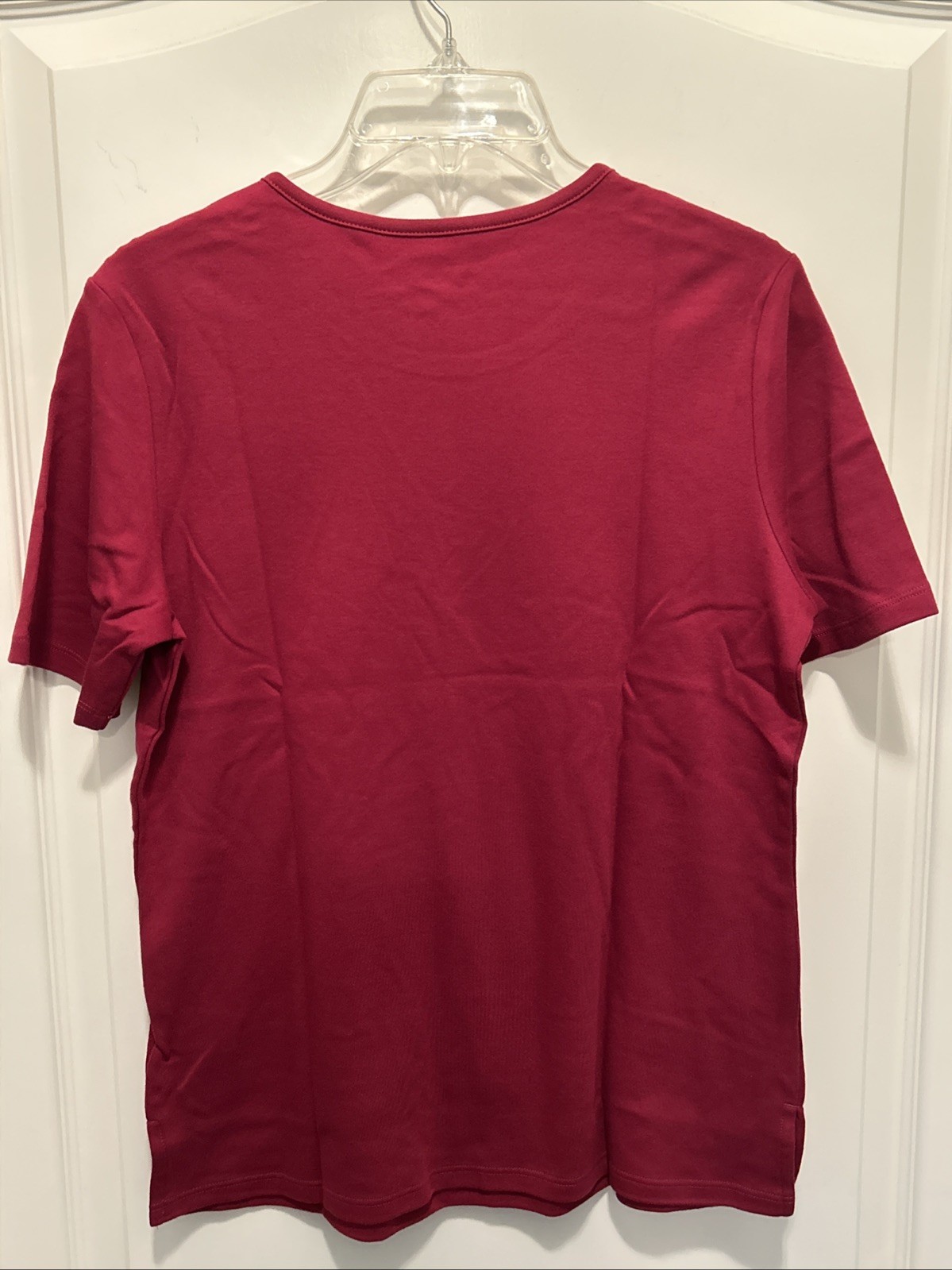 Draper’s & Damon’s Burgundy Short Sleeve Crew Neck Washable Basic Top NWT