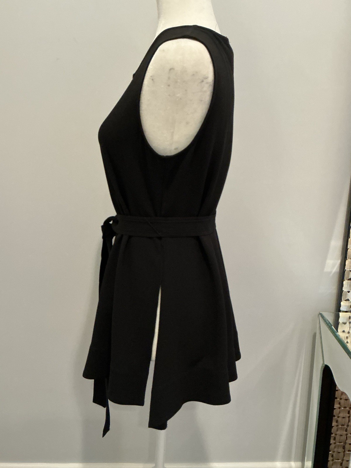 Theory Desza-Rosina Crepe Tunic Removable Belt Black Size S EUC