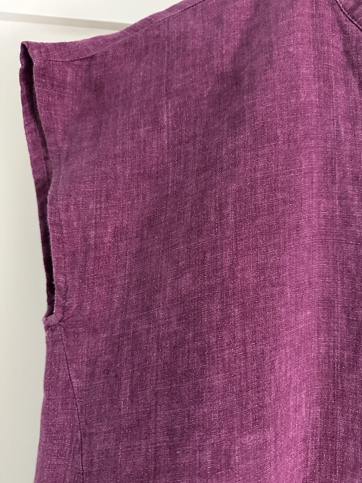 Eileen Fisher Organic Linen Delave Dress Sleeveless Short Raspberry Purple Sz S