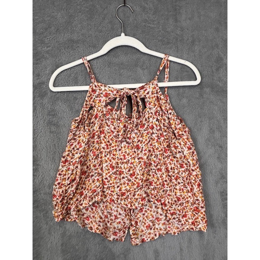 Daytrip Womens Floral Button Front Cami Top Orange Red Yellow Boho Size Large