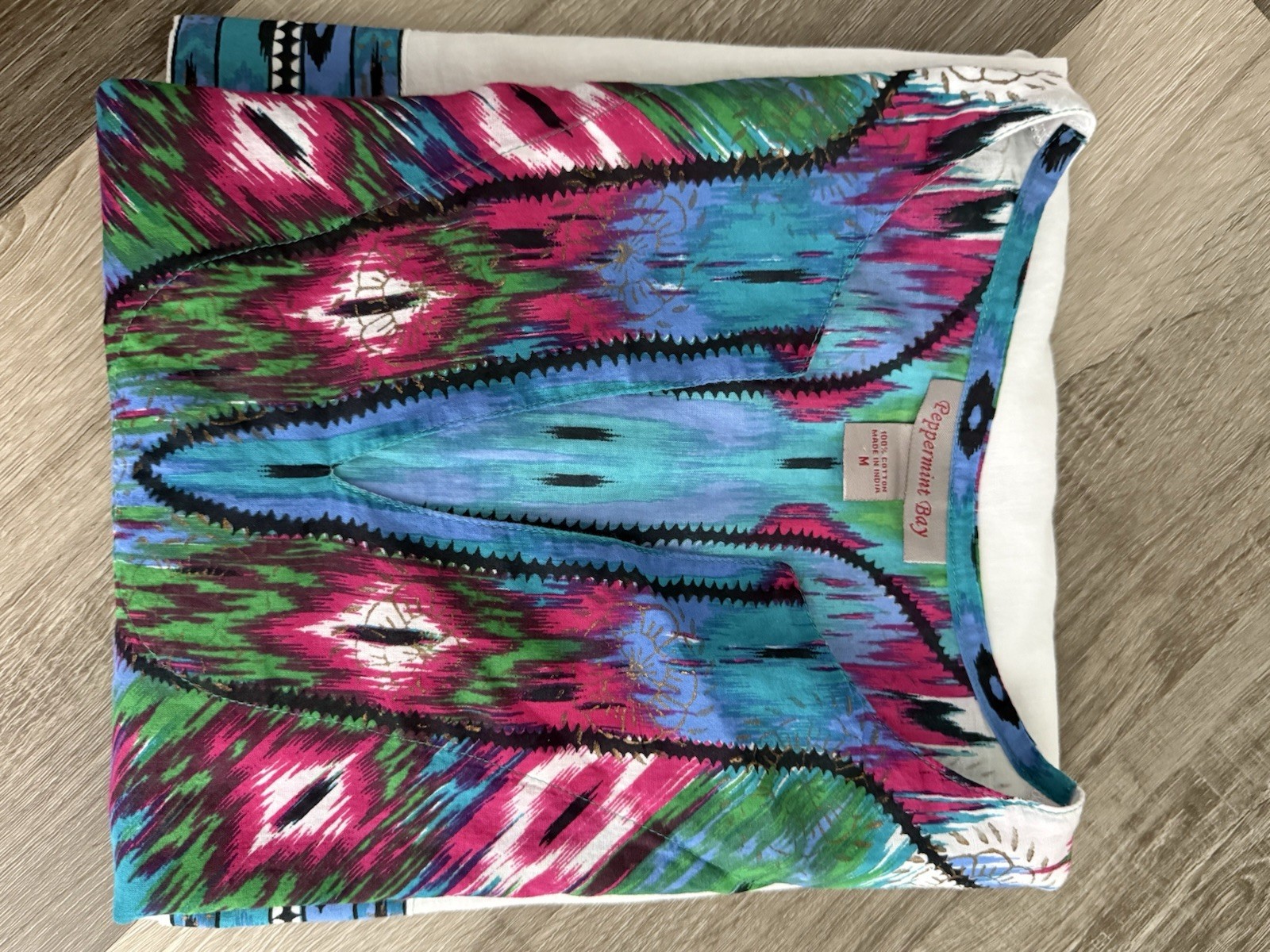 Peppermint Bay Turquoise, Pink & Navy Printed Cotton Tunic