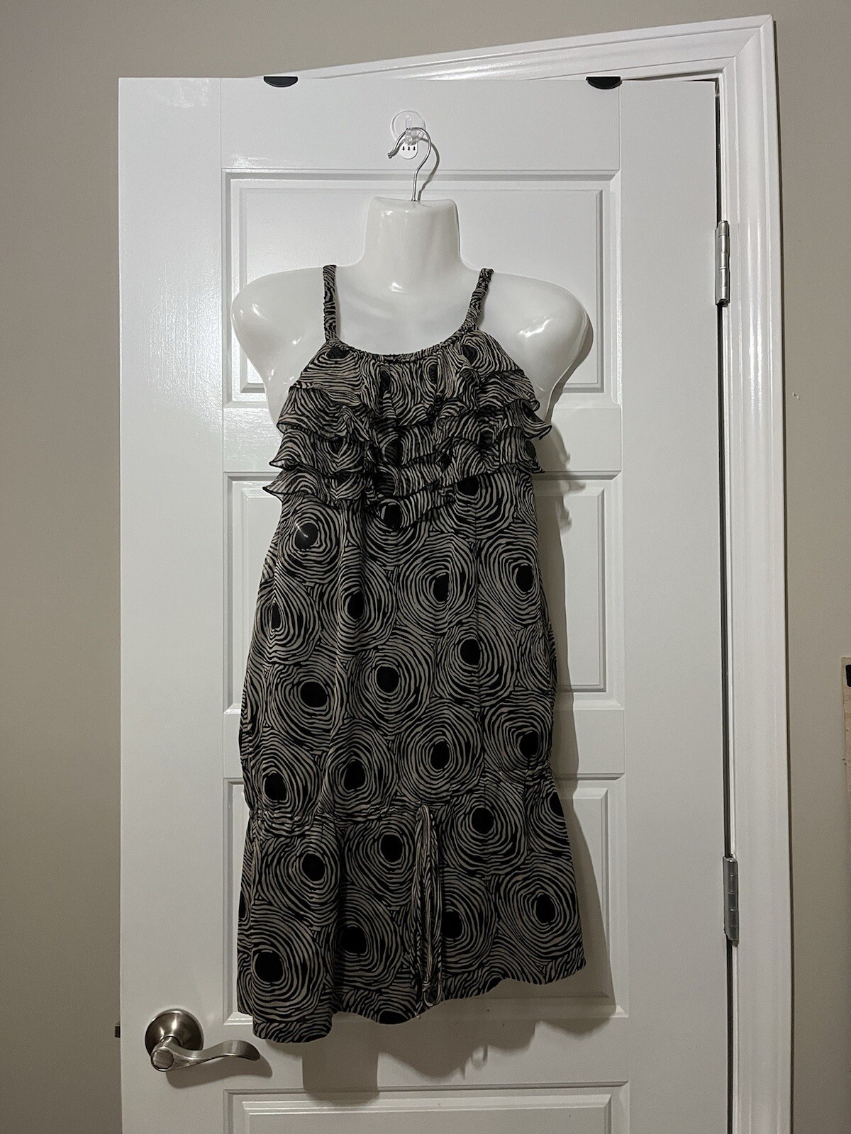 Elena Solano Women Size Small S Silk Ruffle Sleeveless Halter Top Long Blouse
