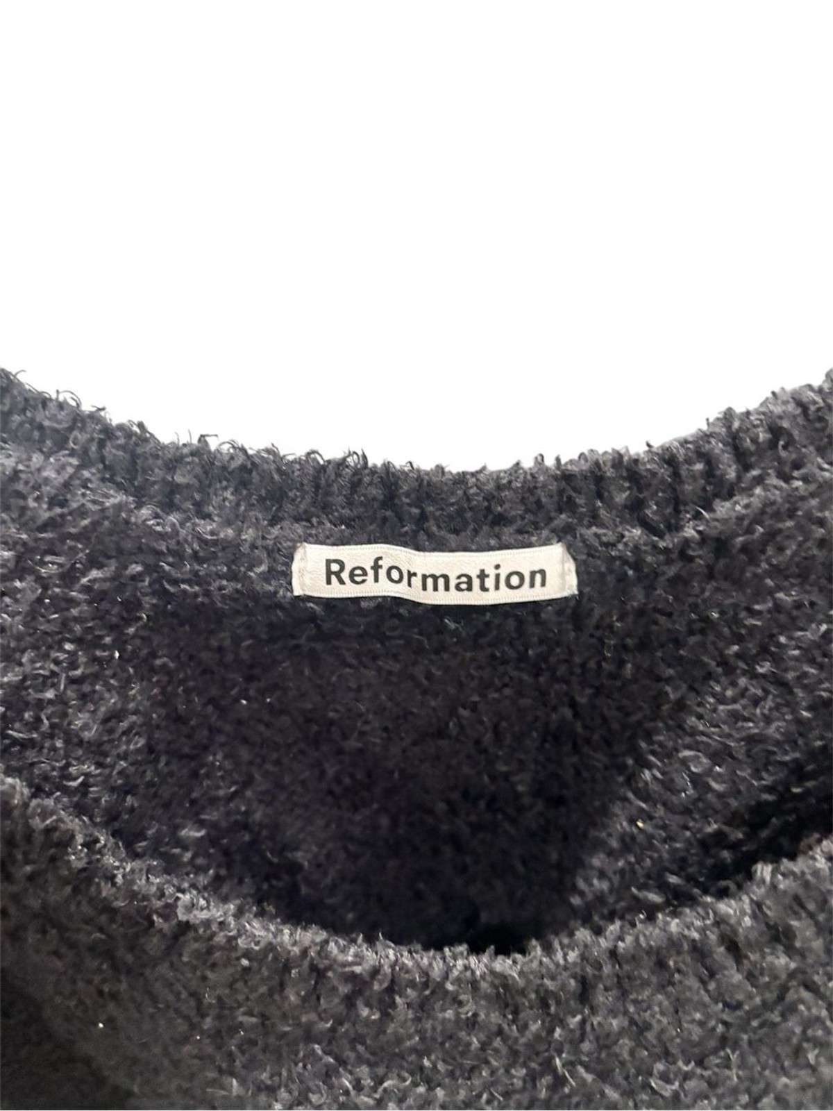 Reformation Black Teddy Crop Sweater Bralette | Size Large | 100% Organic Cotton