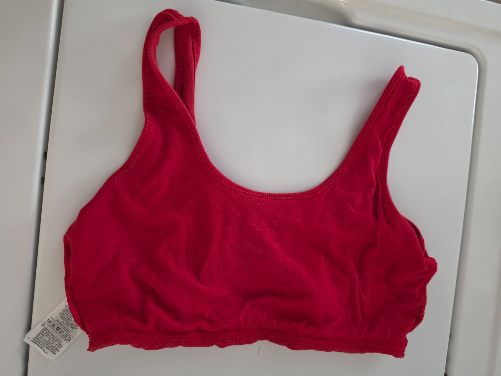 Adidas Originals red crop top / bralette, scoop neckline, embroided logo, size L