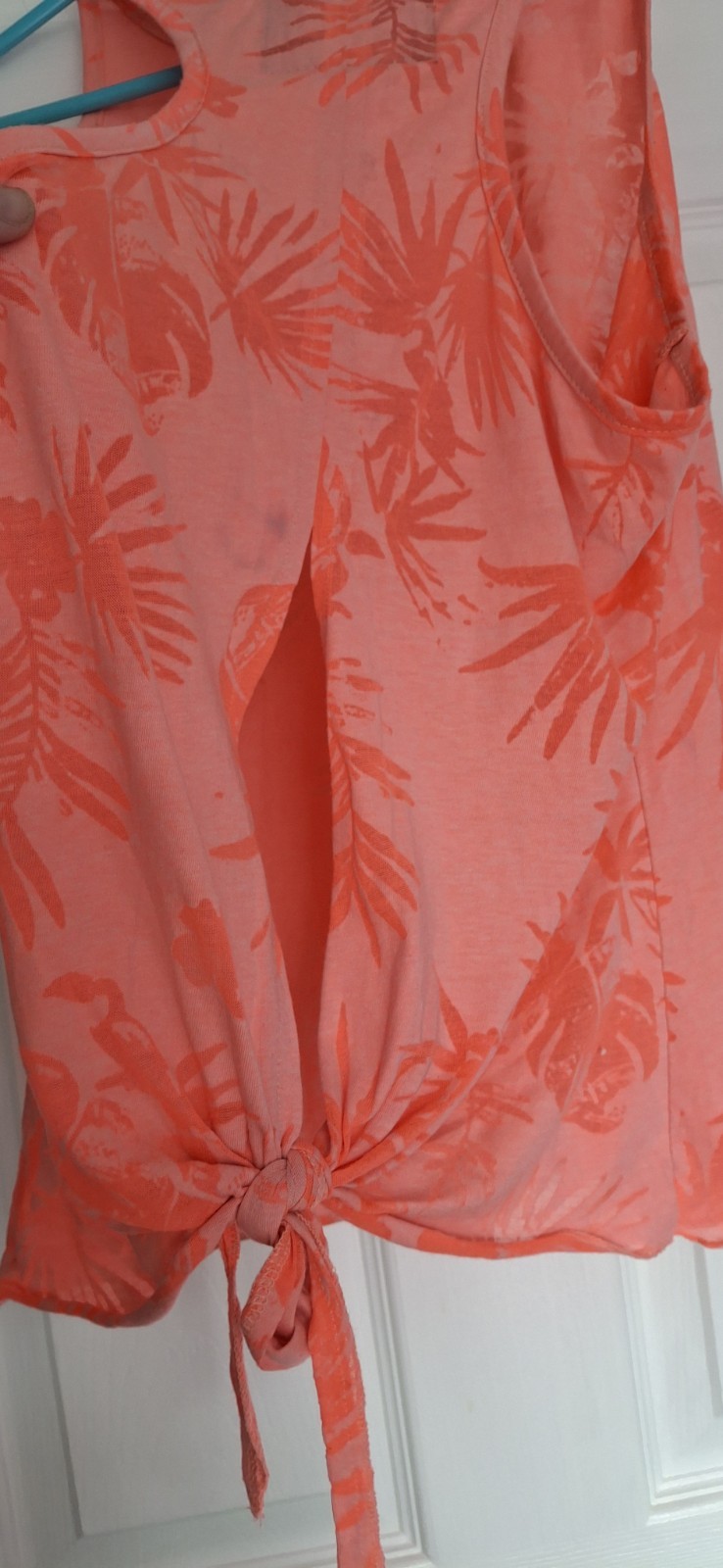 Superdry Women’s Tropical Burnout Vest Top Coral Palm Print Tank G60207XQ Size12