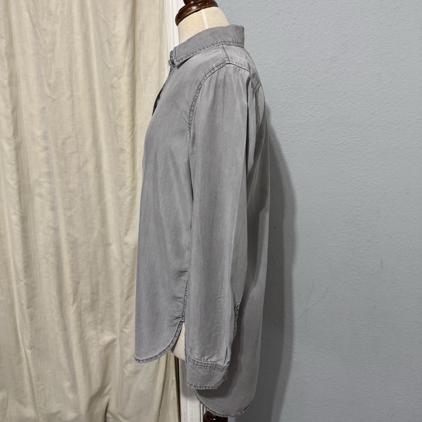 Gap 1969 Womens Grey Lyocell Denim Button Down Tunic Shirt Size M Career