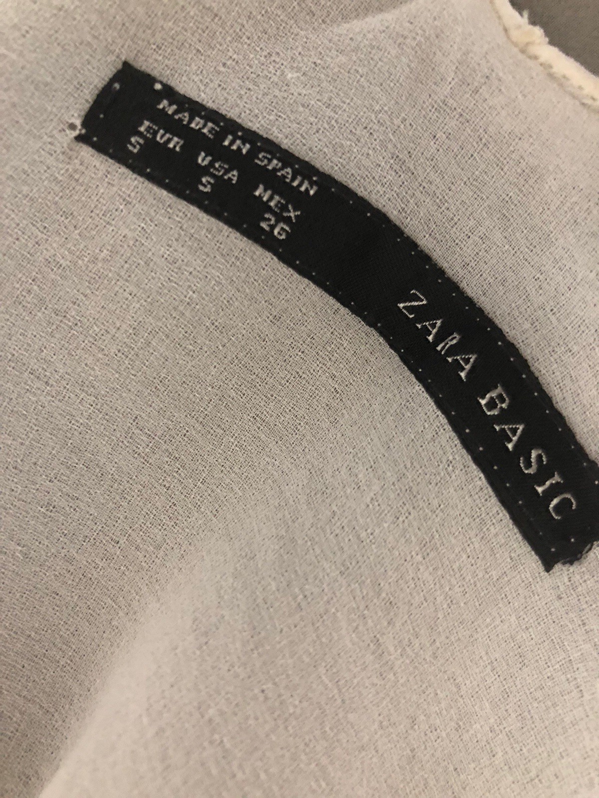 Zara Basic Chiffon Layered Tank Top Sz Small Gray Hummingbird Bird Print