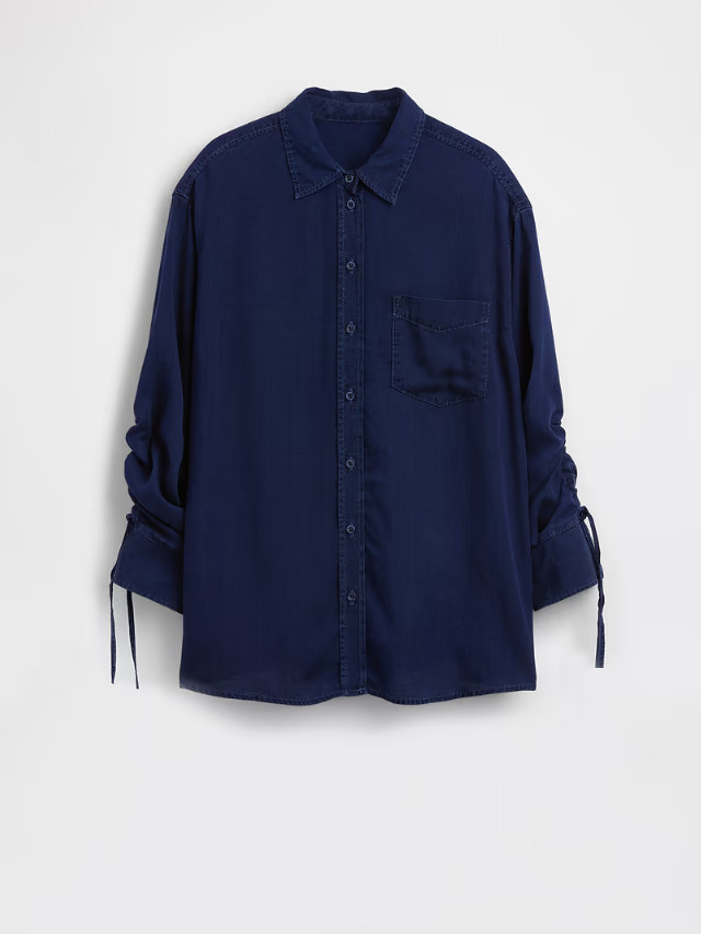 GAP Denim Oversized Ruched-Sleeve Shirt Full Size Regular 2XS-XL #NWT