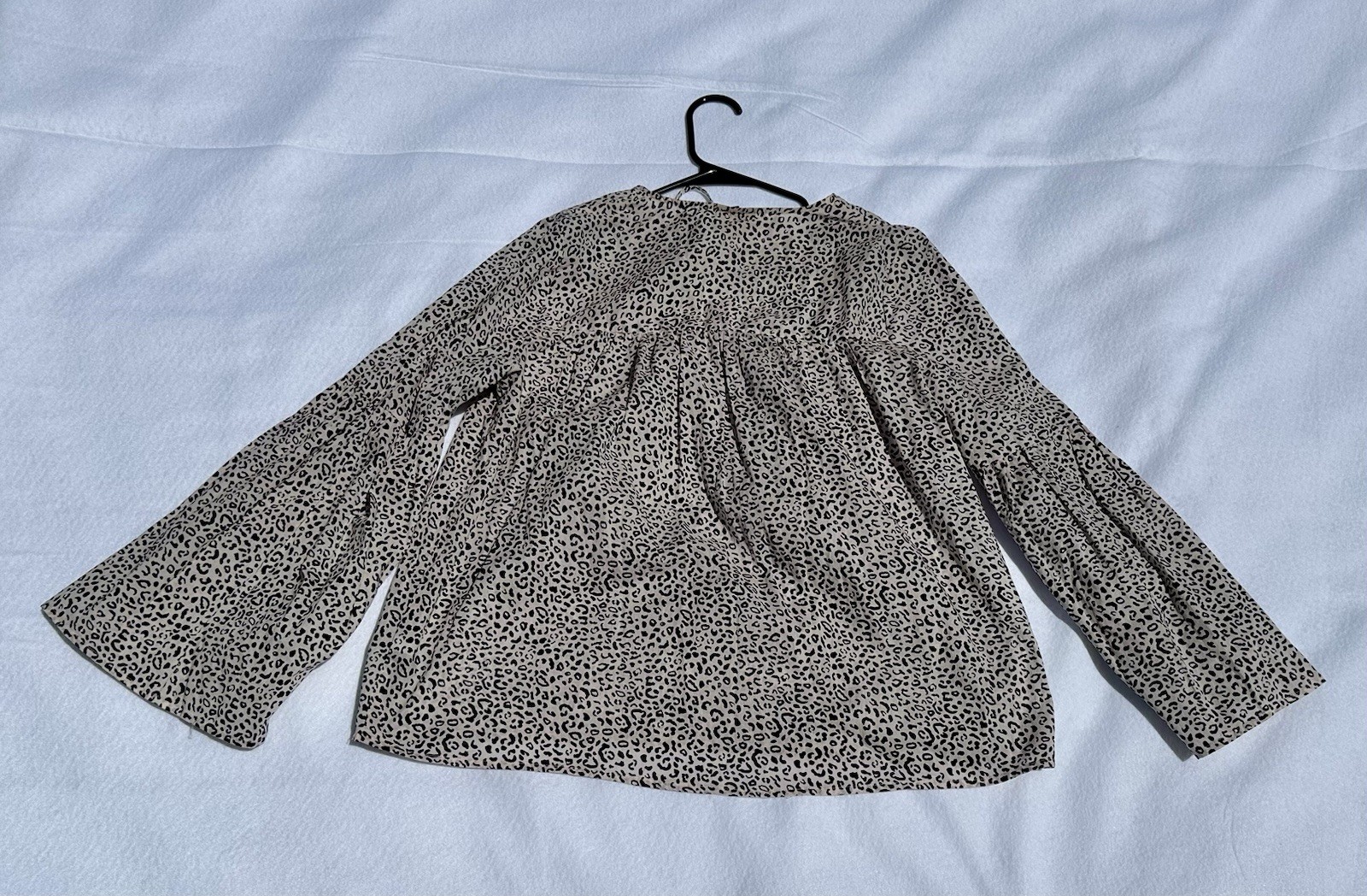 Who What Wear 100% Cotton Leopard Print Boho Bell Sleeve Blouse S A9-074