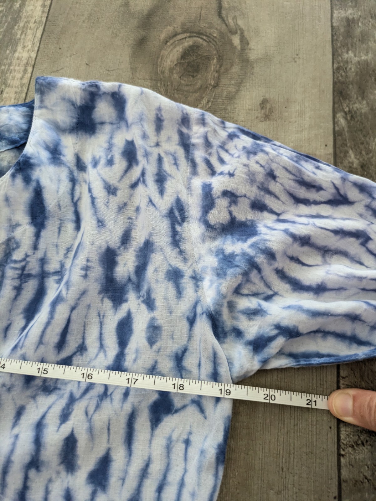 Boho Tie Dye Tunic 100% Cotton Made In India Lightweight Blue White Hippie