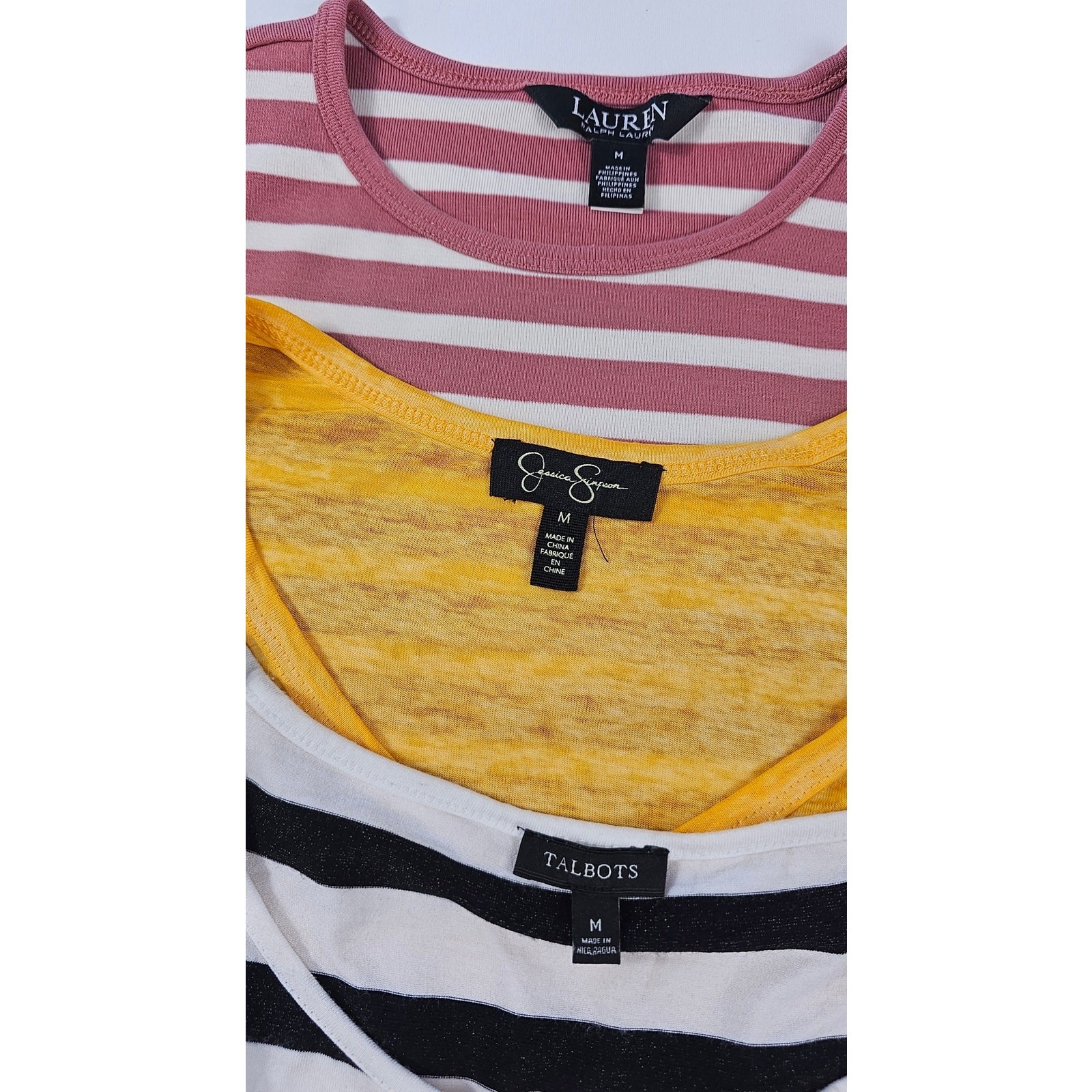 Lot of 3 womens tops shirts blouses sz M mixed brands career casual summer