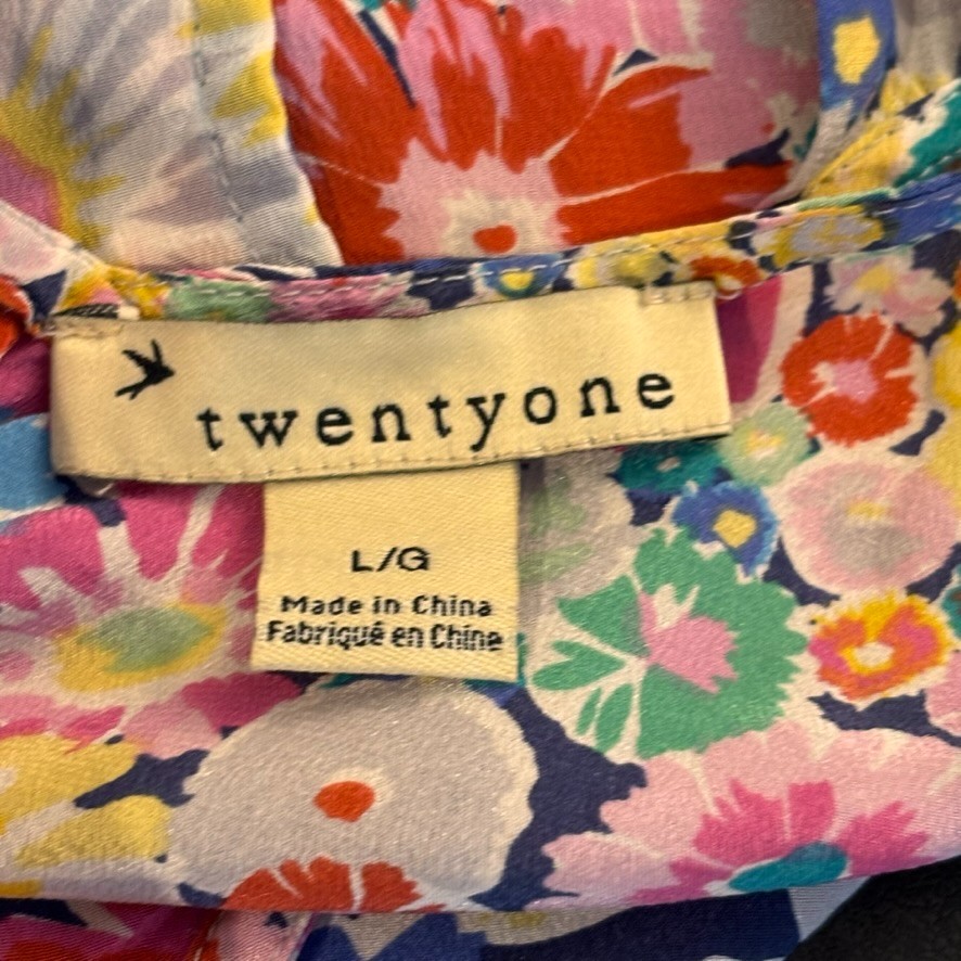 twentyone Womens 100% Silk Multicolor Floral Sleeveless Back Zip Blouse sz Large