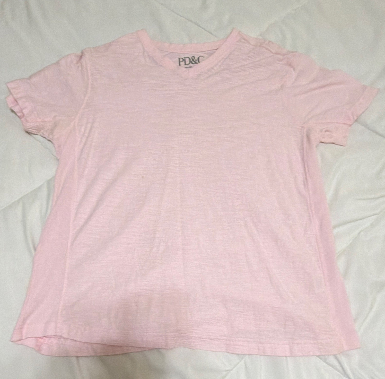 PD&C Mens Pink Crew Neck Short Sleeve Solid 100% Cotton Knit Tee M