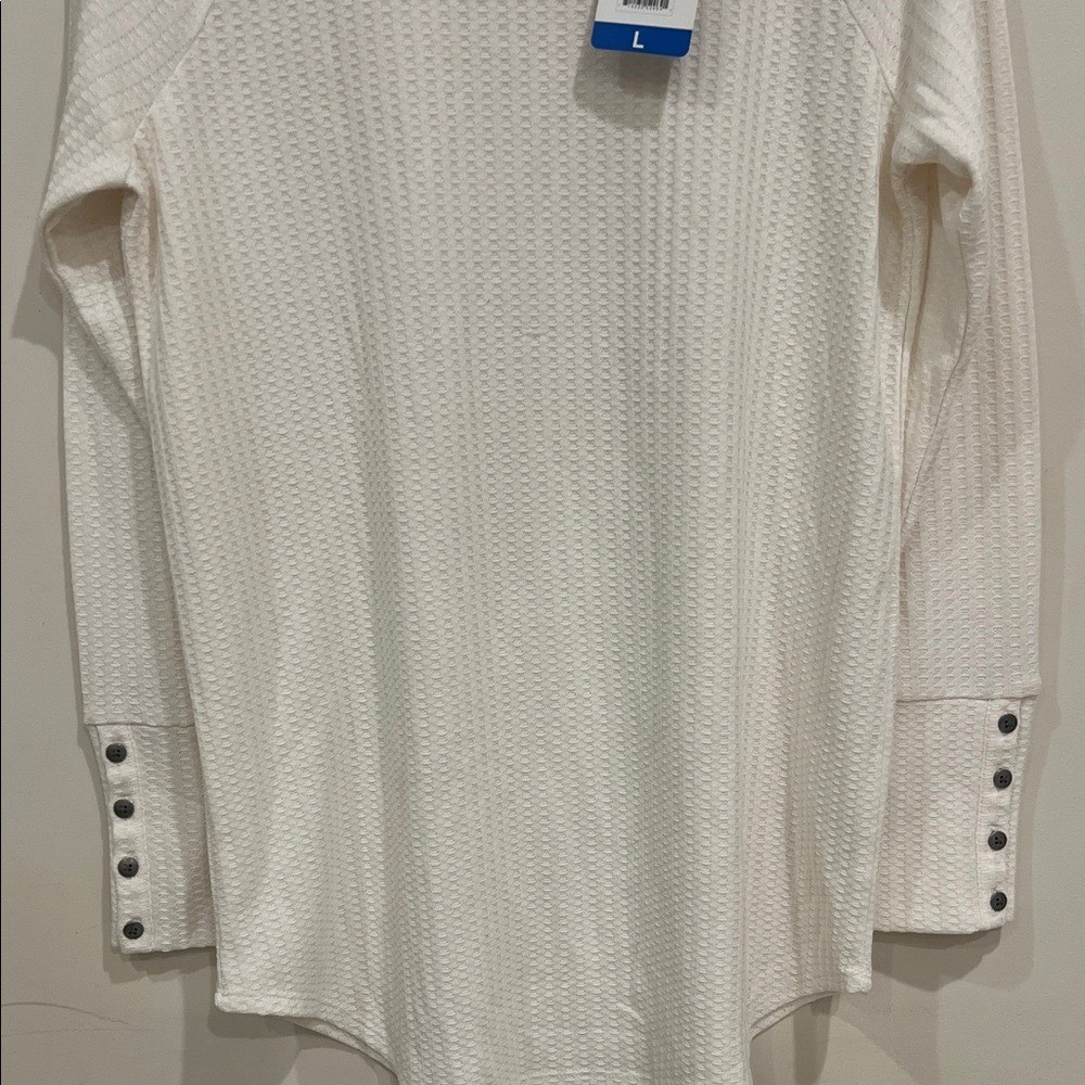 Chaser Cream Textured Long Sleeve Blouse Size L NWT
