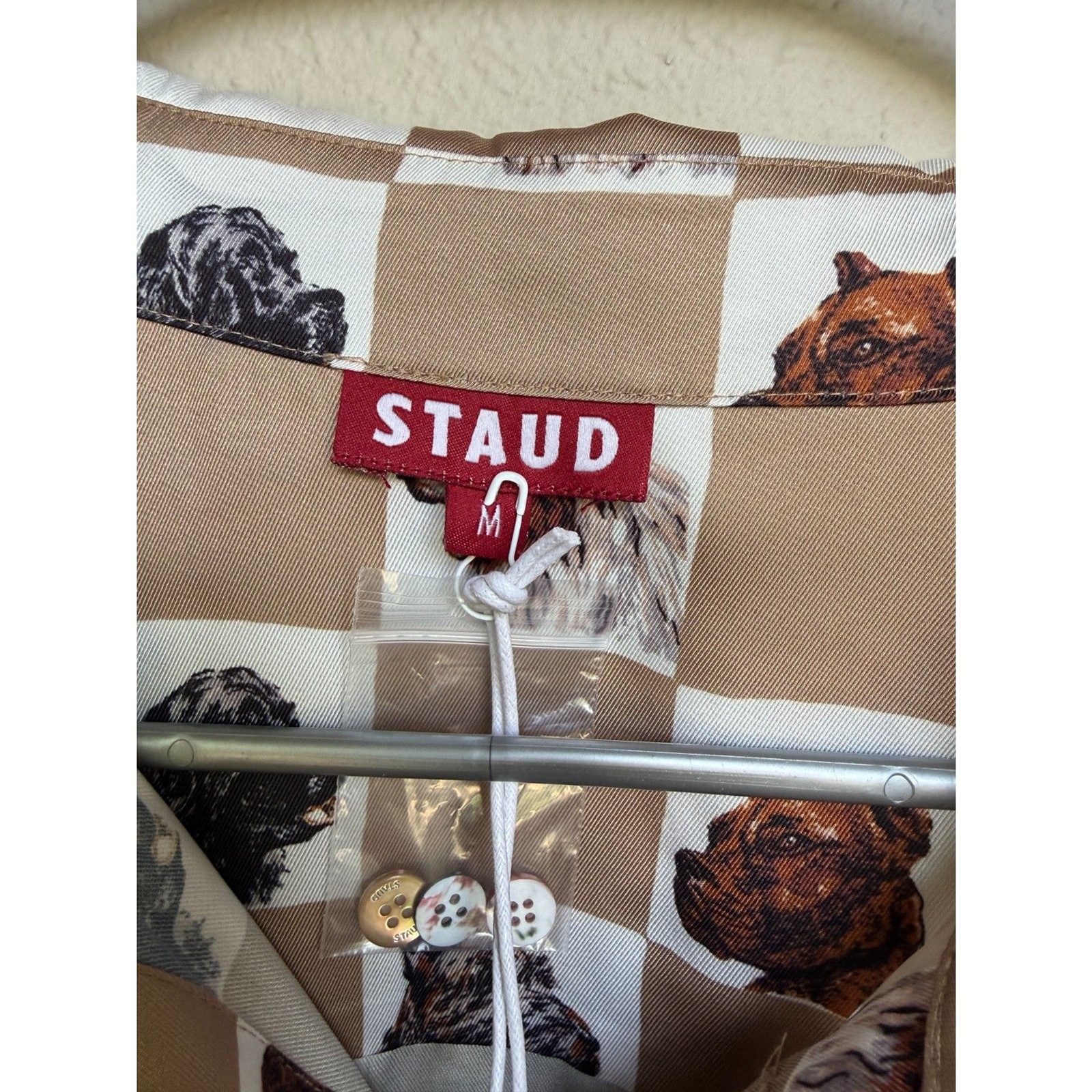 Staud Martha Tunic Camel Dog Check NWT – size M