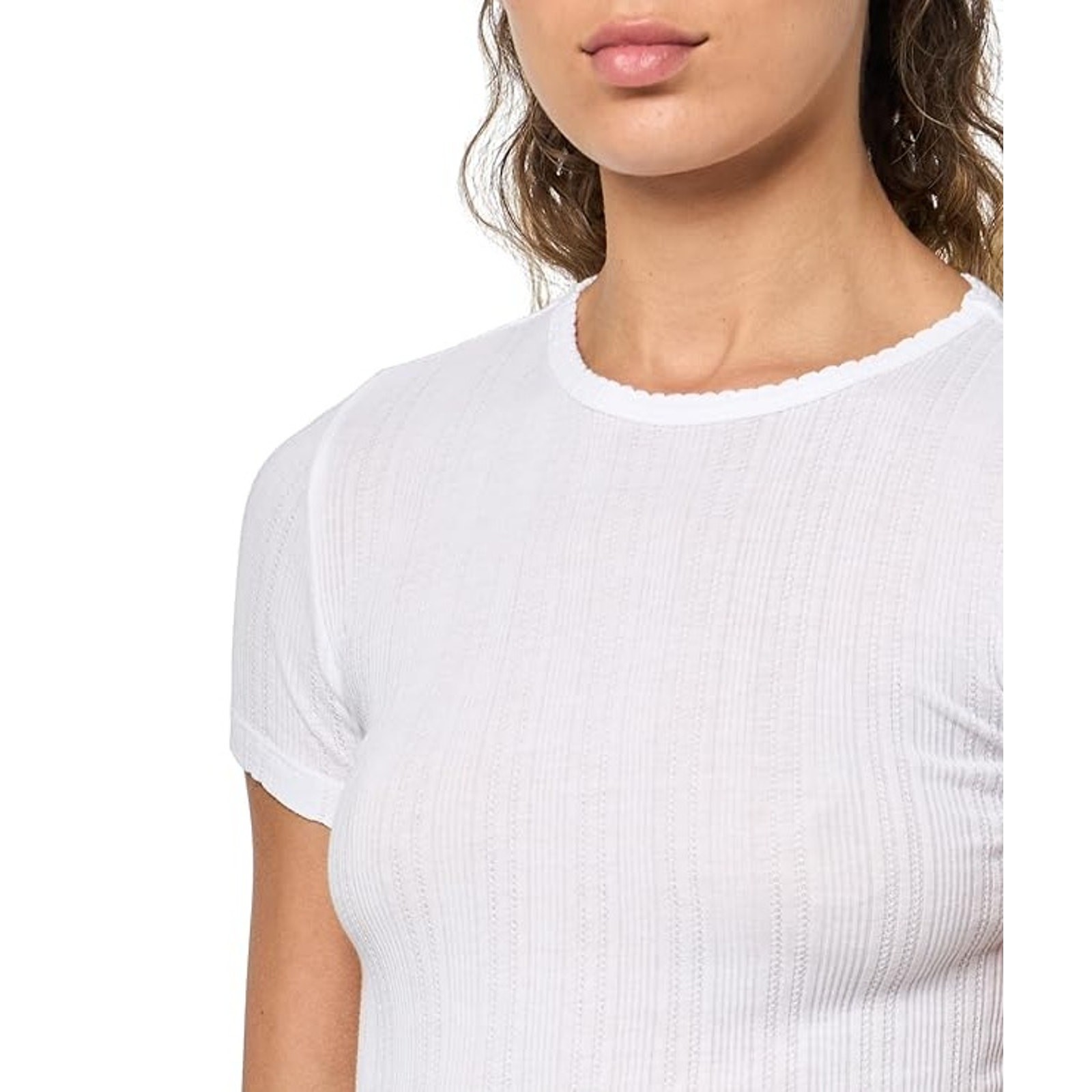 Velvet by Graham & Spencer Women White Textured Knit Enati Crewneck Tee Size S