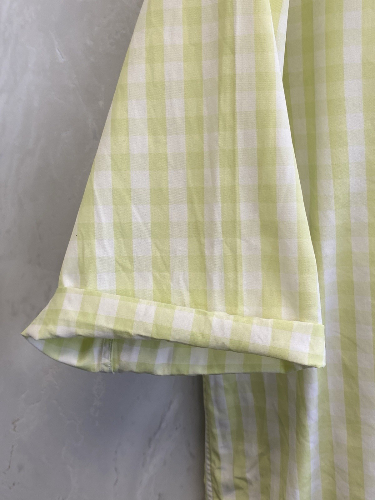 Gant Lime Green Gingham Check Regular Fit Short Sleeved Button Down Shirt UKL PN