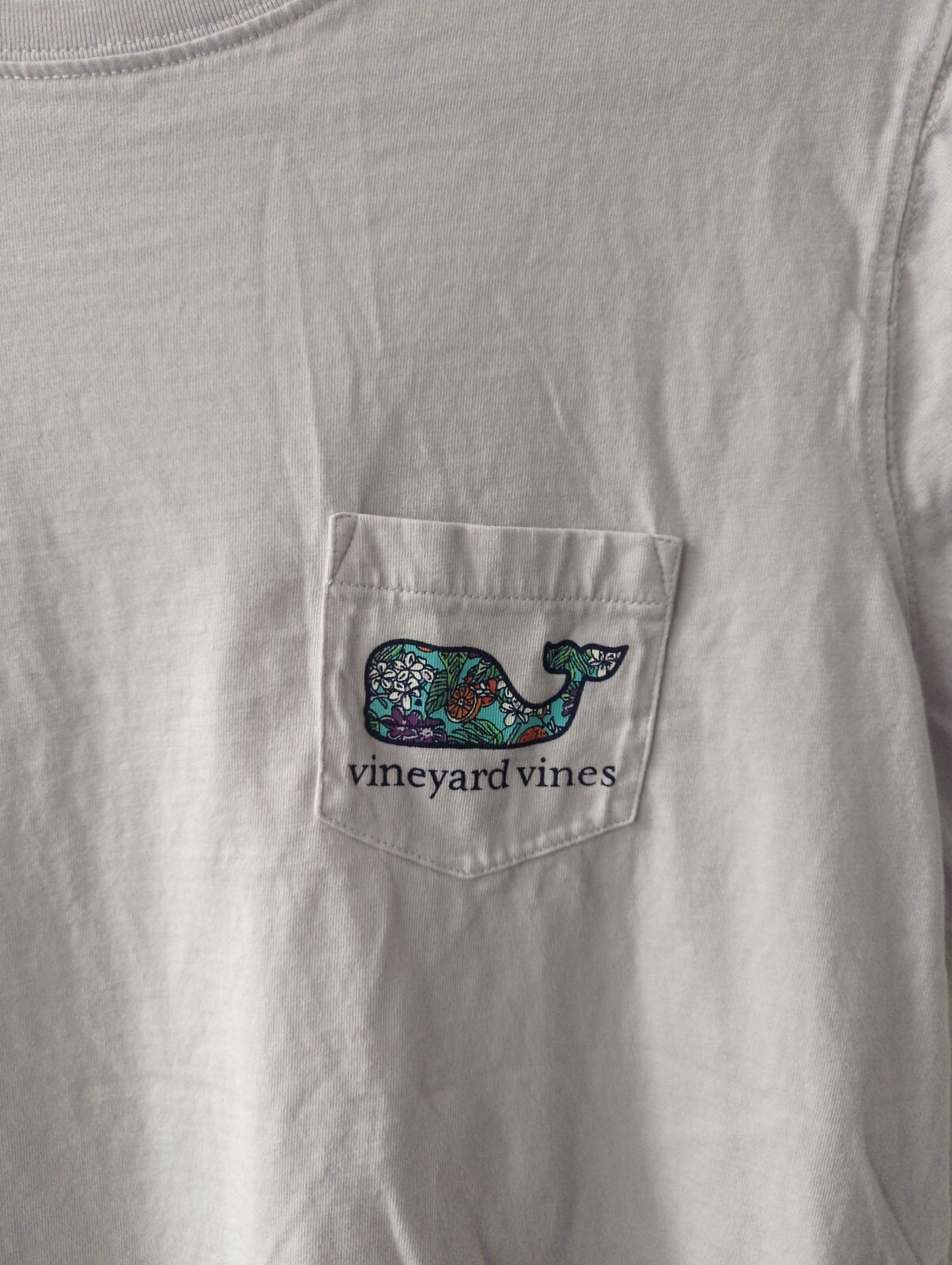 Vineyard Vines Floral Whale Logo Pocket T-Shirt, Size Large