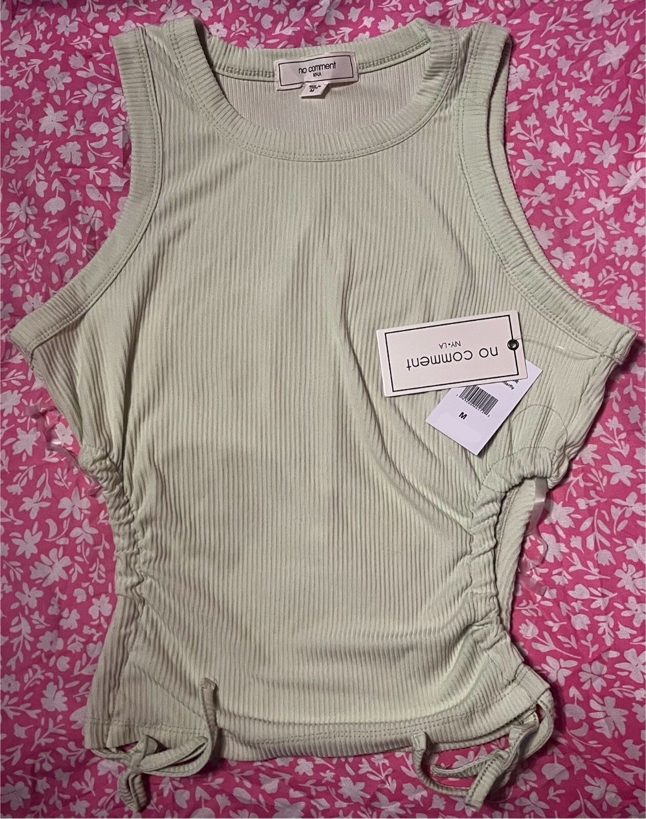 No Comment NY LA Light Green Womens Medium Tank Top