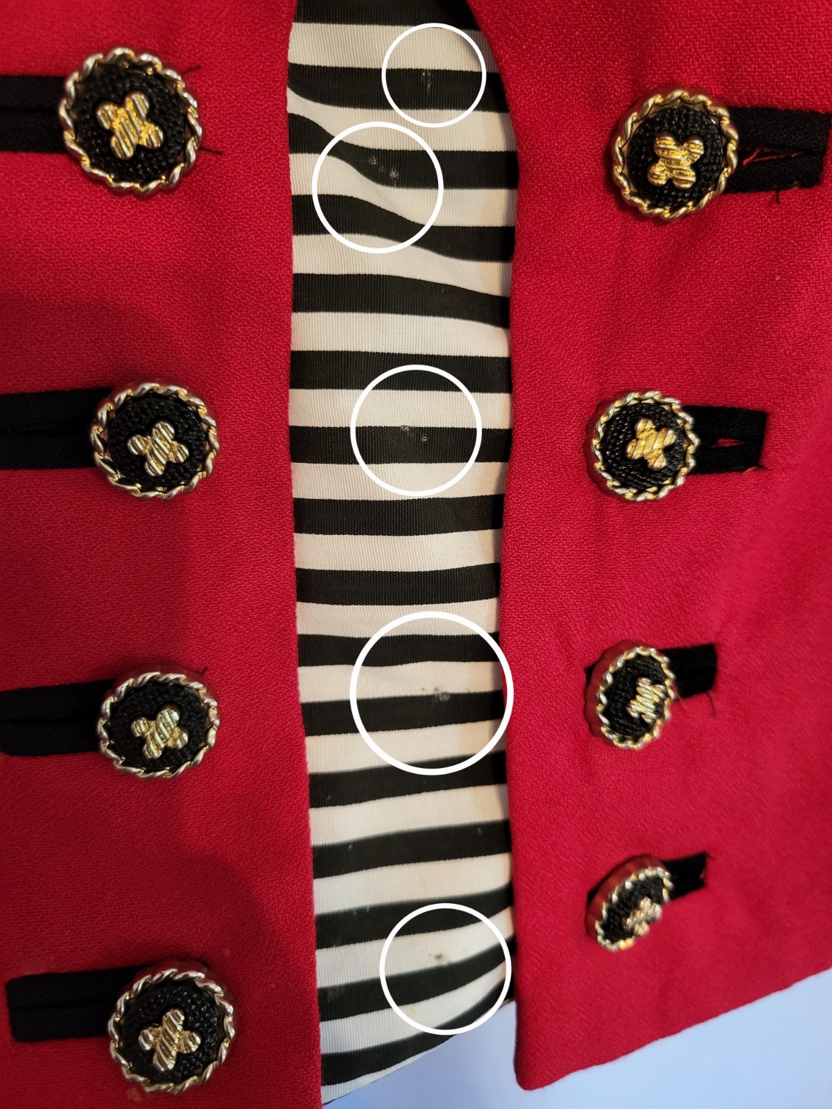 ☆Vintage 80s☆ Womens Bolero Top Red/Black Cropped Buttons M-L Mob Wife