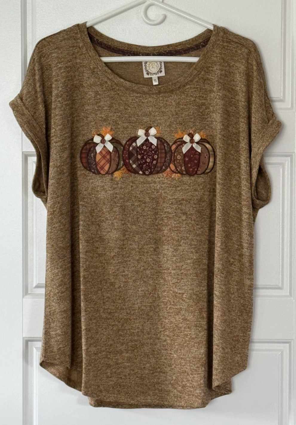 Women’s Plus Size Fall, Autumn Harvest Embroidered Pumpkin Tee, Size 2X – NWT!