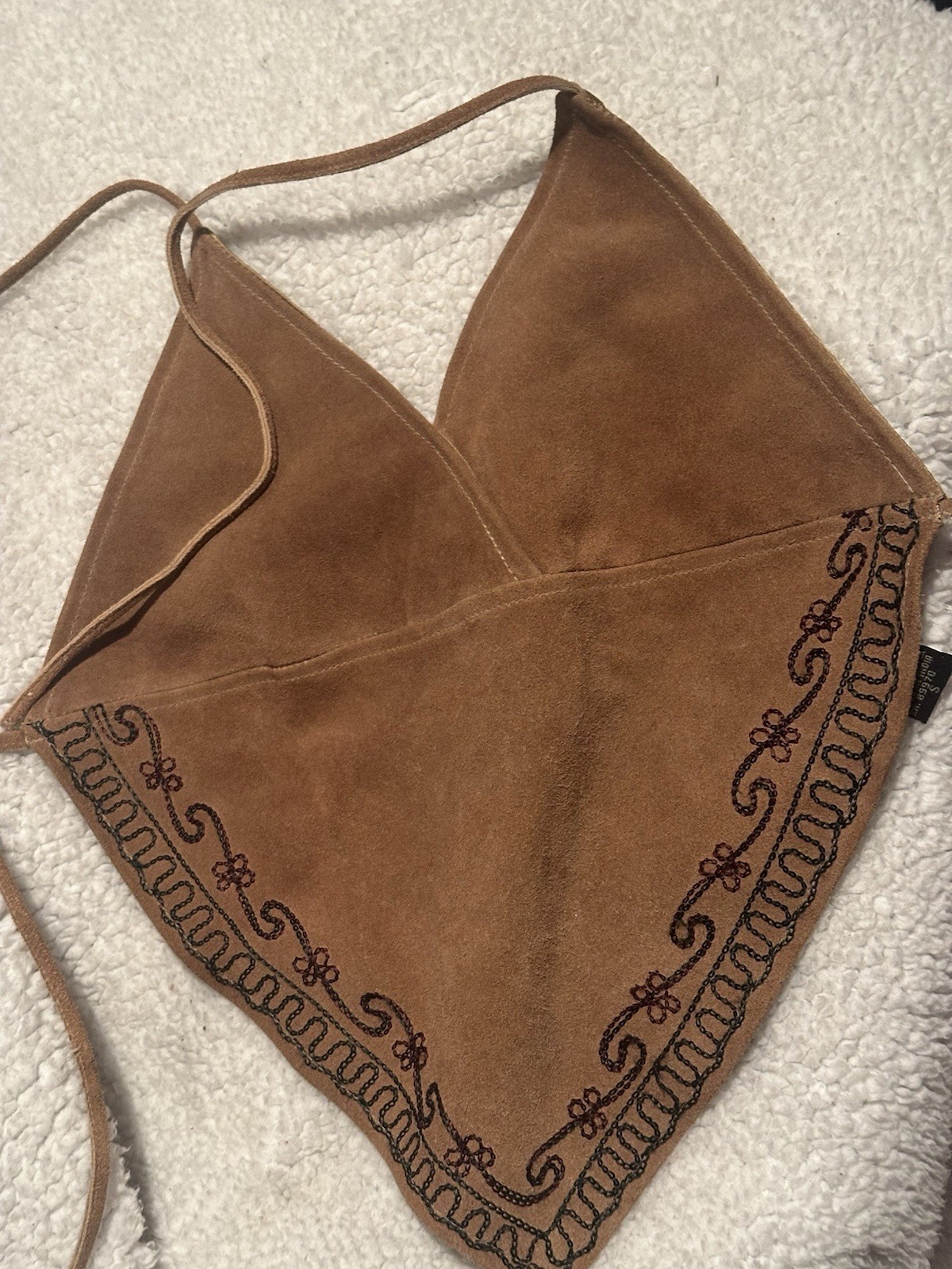 Passport Halter Top Womens S Vintage 90s LIGHT BROWN Boho ACTUAL PICS NEW
