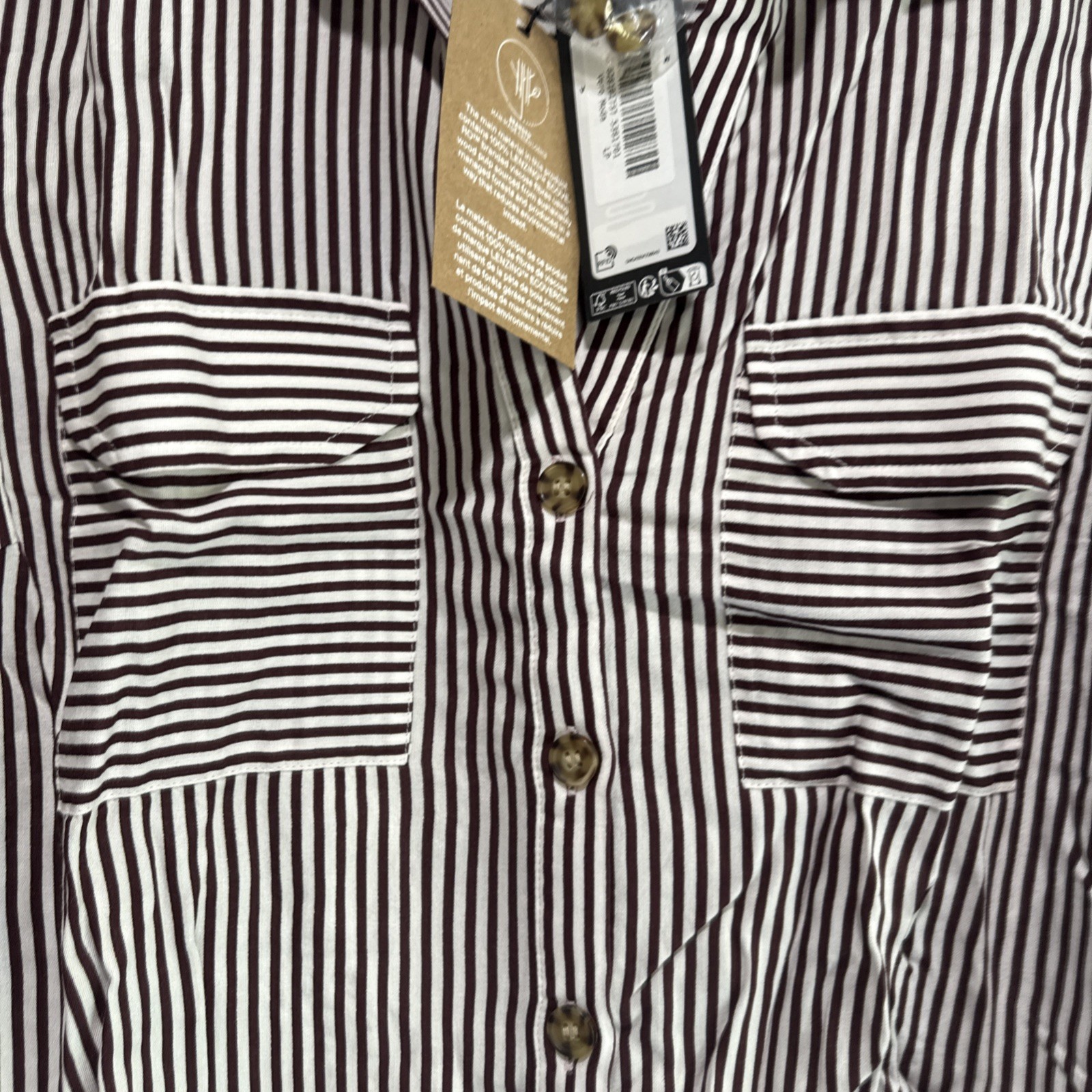 Vero Moda Matilda Stripe Button Down Shirt Petite Large