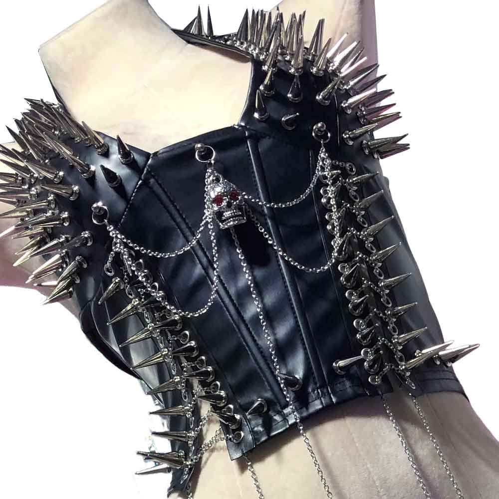 Goth Tops Spiked Gothic Tank Y2K Emo Clothing Punk Rock Clothes Vkei Grunge Q2