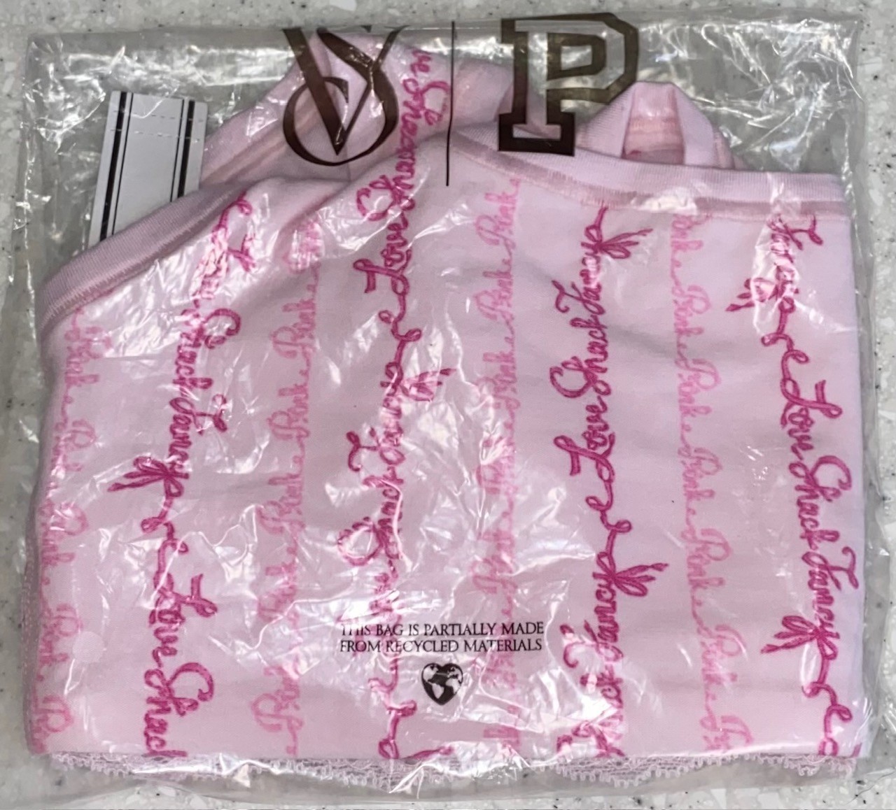NWT PINK x LOVESHACKFANCY Cotton Racerback Wireless Bralette Logo Mania Pink S