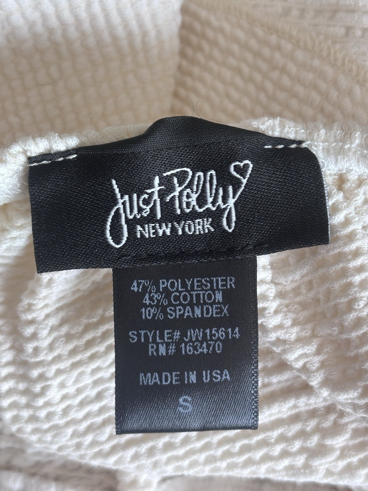 Just Polly Juniors Size Small Crop Top Cream Textured Ruffle Trim Sleeveless
