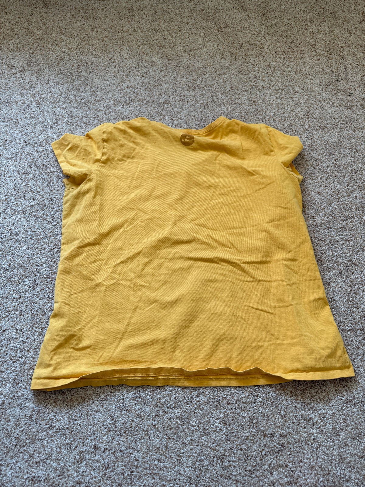 Life is Good Spread Good Vibes T-Shirt XL Yellow Short Sleeve Classic Fit FLAWS