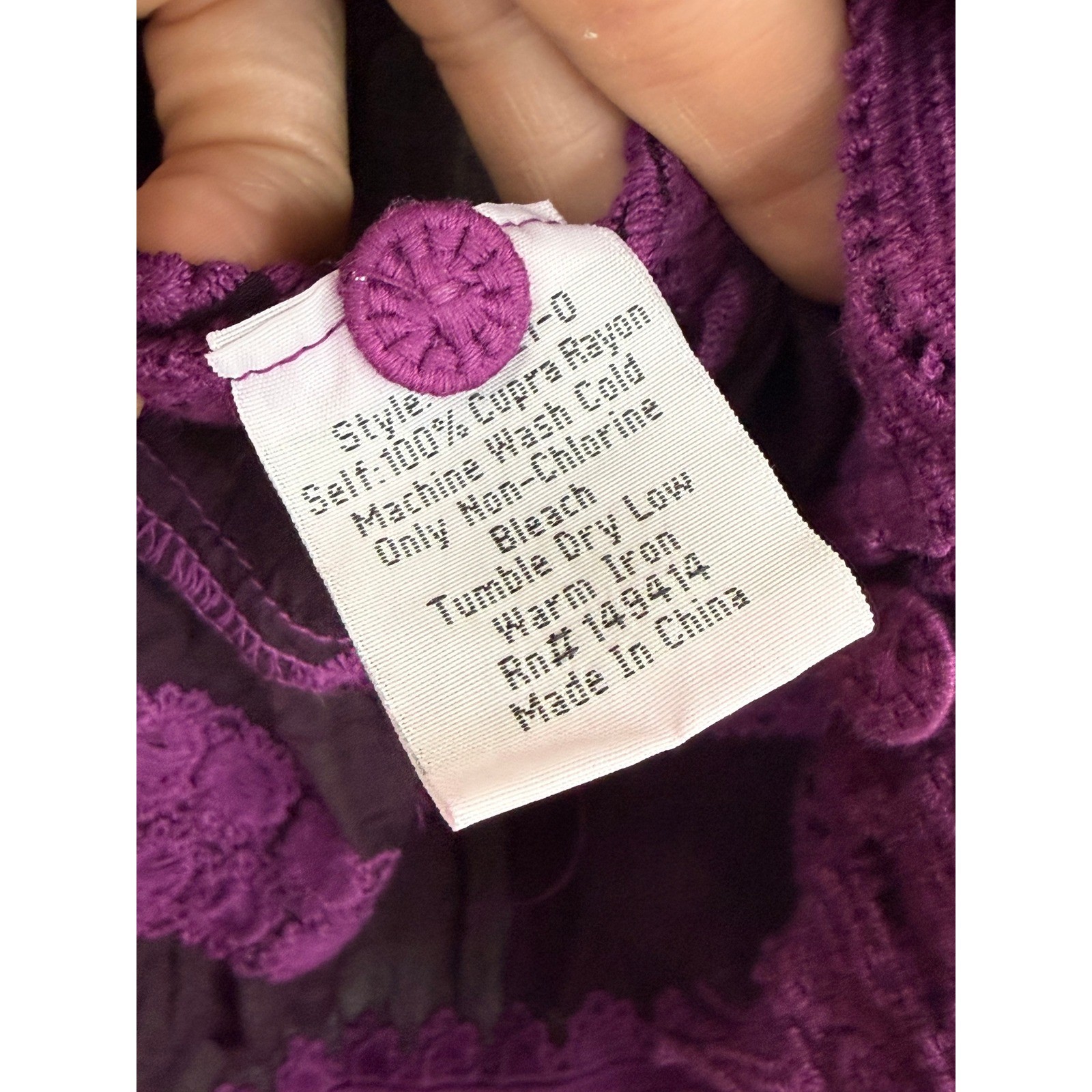 Johnny Was Polyvore Juniper Embroidered Fringe Crochet Boho Blouse Purple S