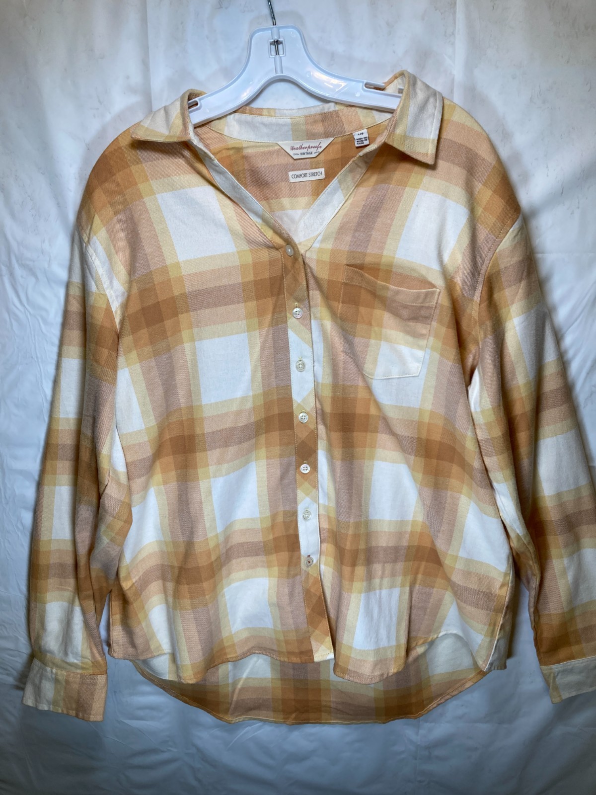Weatherproof Vintage Women’s Comfort Stretch Flannel Shirt, Yellow, Size Large