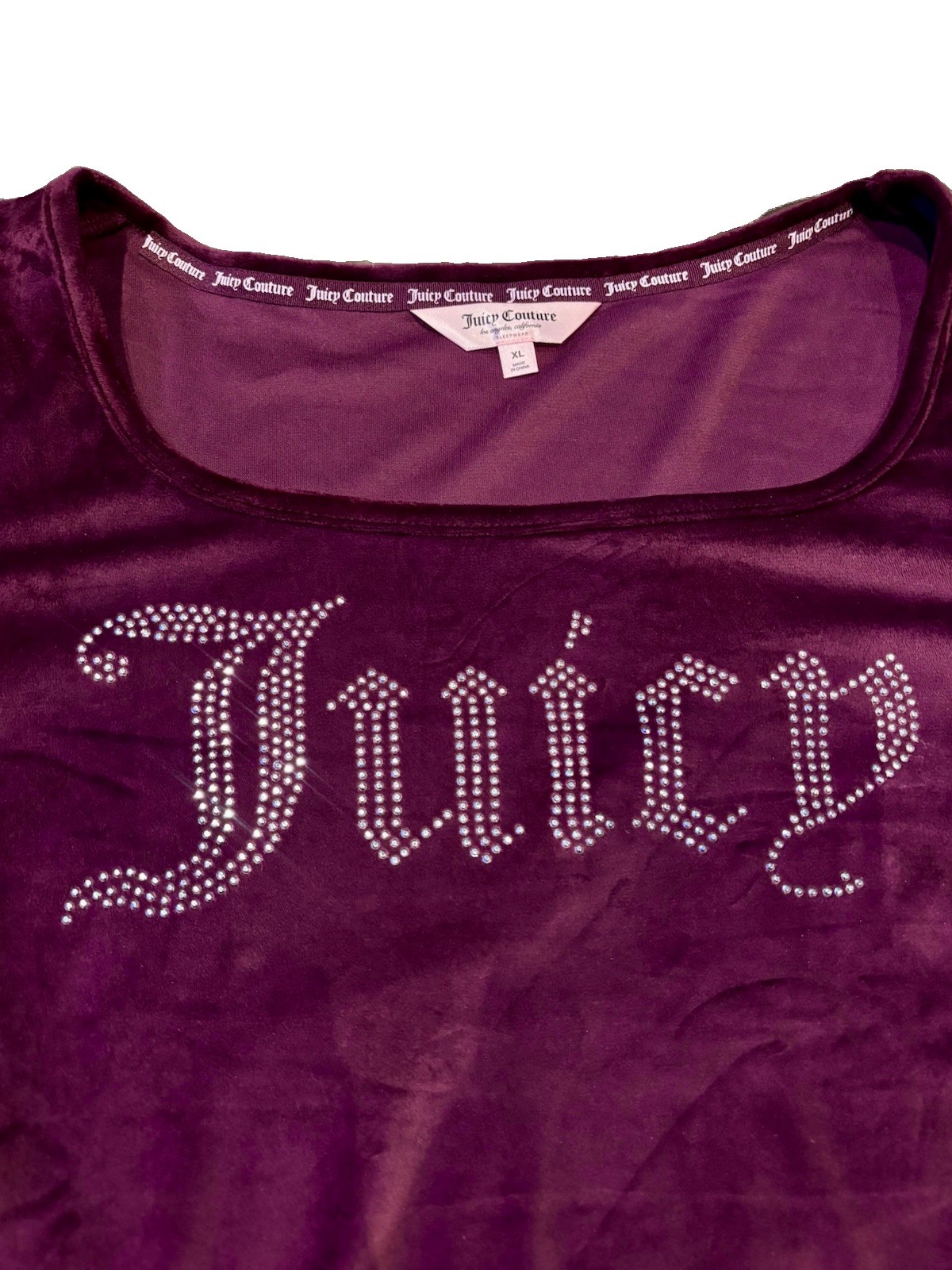 Juicy Couture Velour Rhinestone Long Sleeve Top Size XL