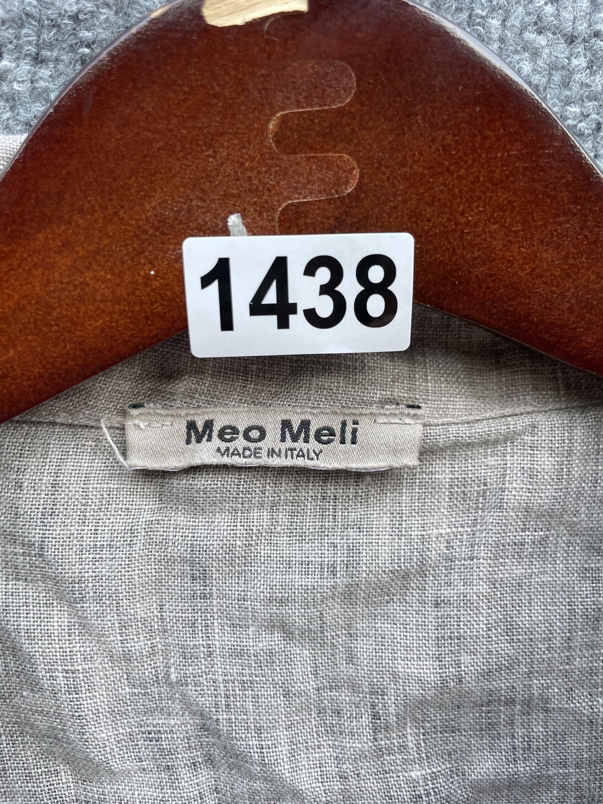 Meo Meli Shirt Womens Large Gray Linen Button Front Made in Italy Long Sleeve