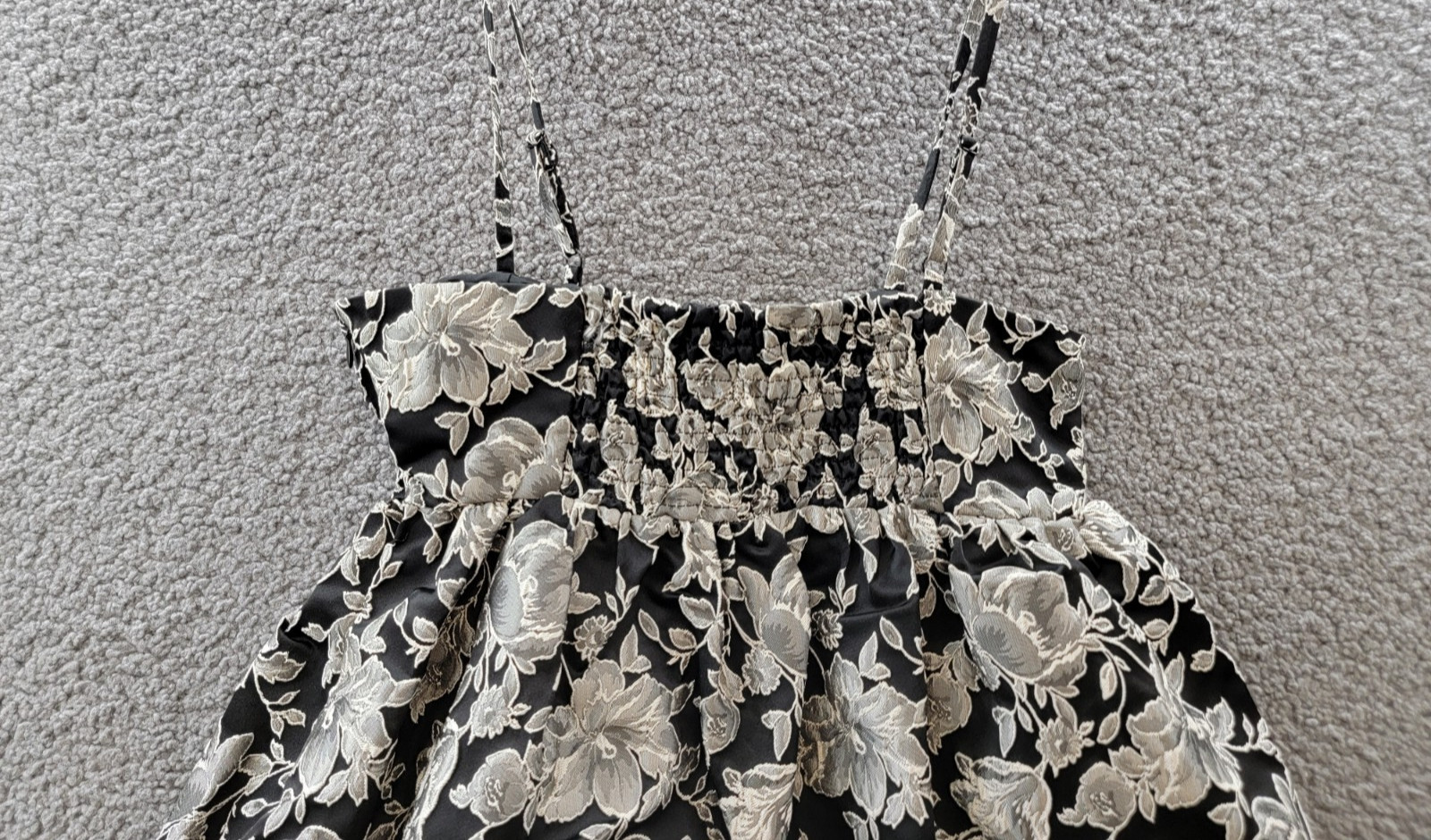 Steve Madden Bodi Floral Brocade Peplum Top Women’s S Black/White Zip Closure