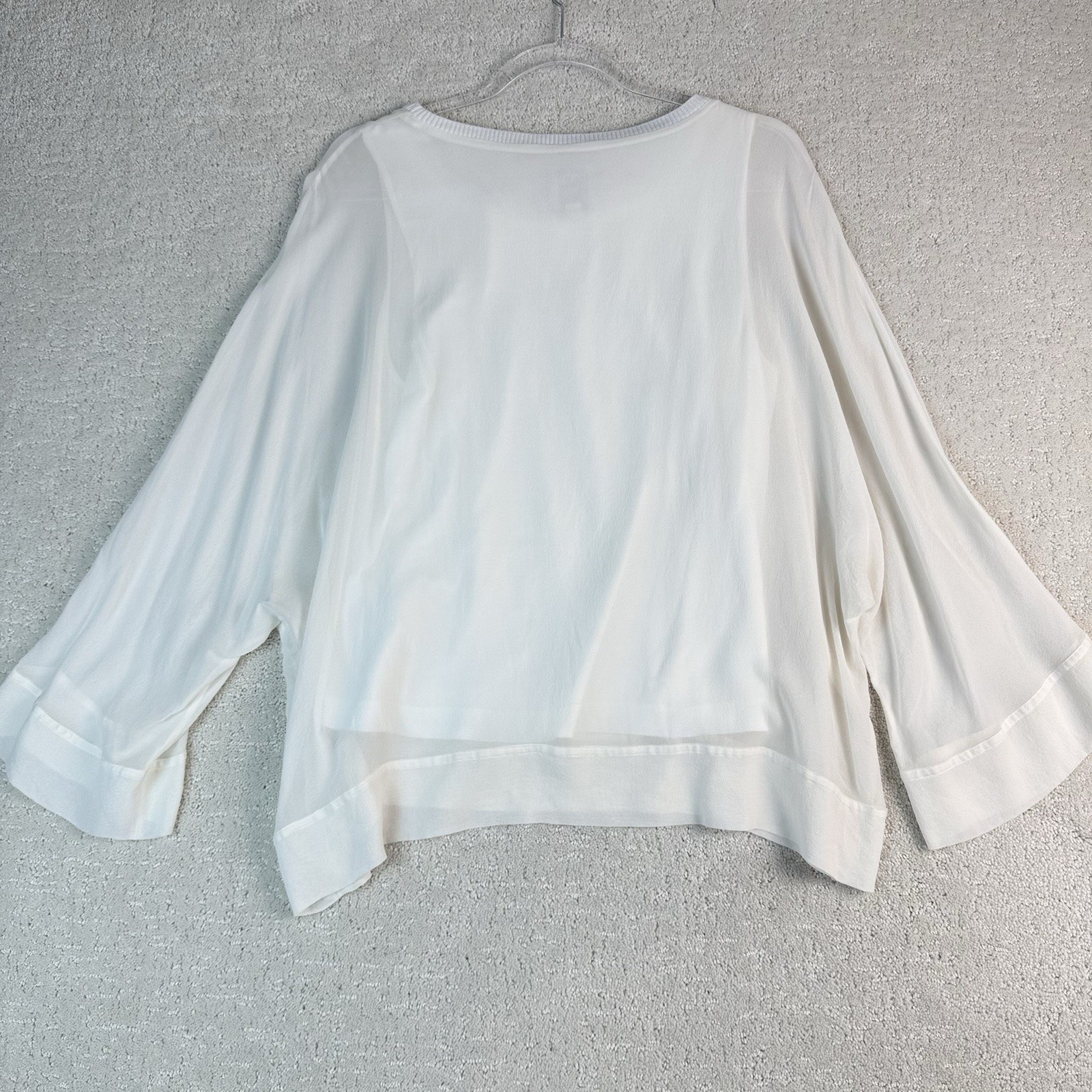GoSilk Washable Silk Blend Top Women’s M Layered White Bell Sleeve Blouse $298