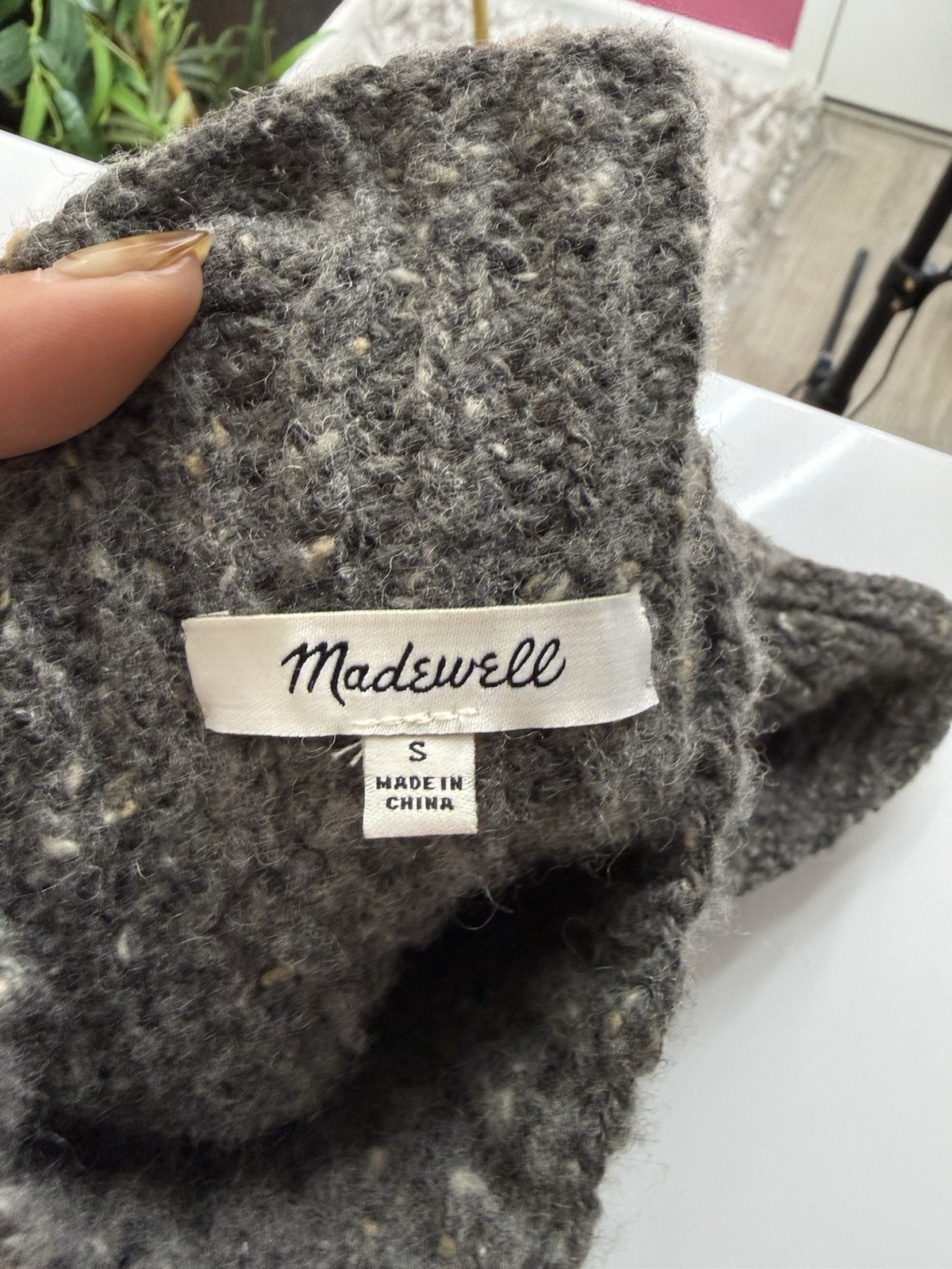 Madewell Speckled Knit Mock Neck Sleeveless Top Gray Size Small