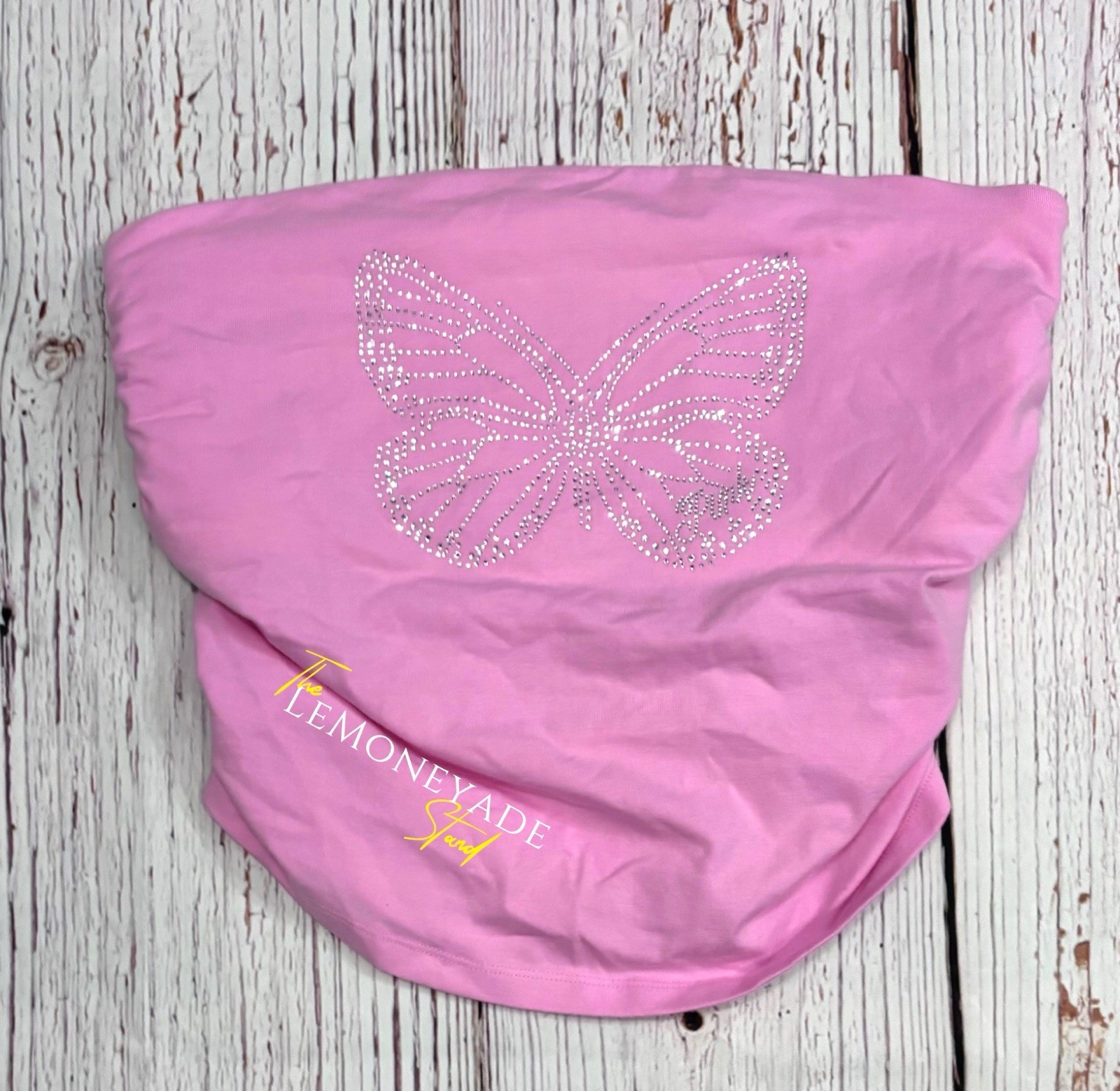 Victoria’s Secret PINK Lollipop Pink Bling Sequin Butterfly Tube Top XS – XL