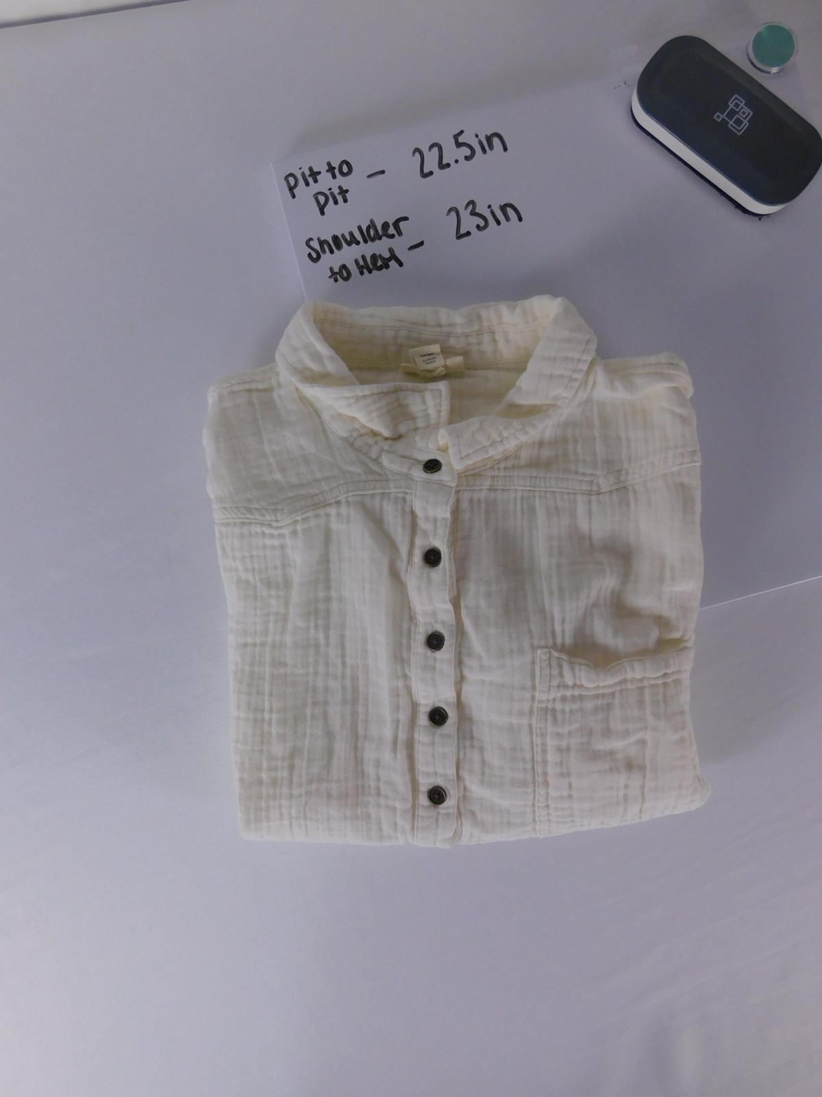 A.n.a A New Approach Blouse Womens XL White Gauze Collared Button Cotton Top
