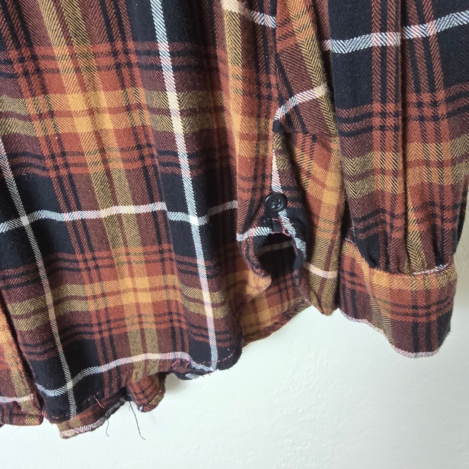 Beach Lunch Lounge Brown Black Plaid Shirt SP Cabincore Outdoors Camping Flannel