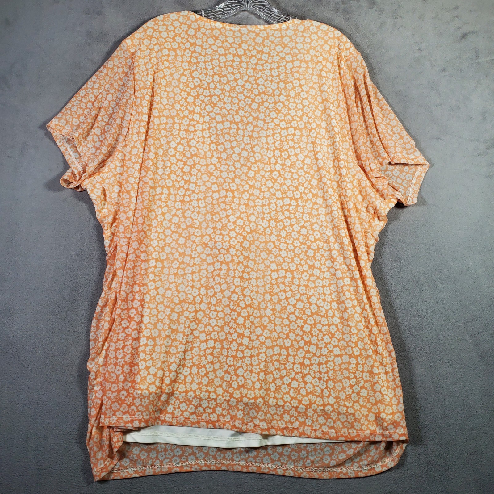 Torrid Babydoll Top Womens 4X Orange Ditsy Floral Sheer Wrap Feminine Cottage