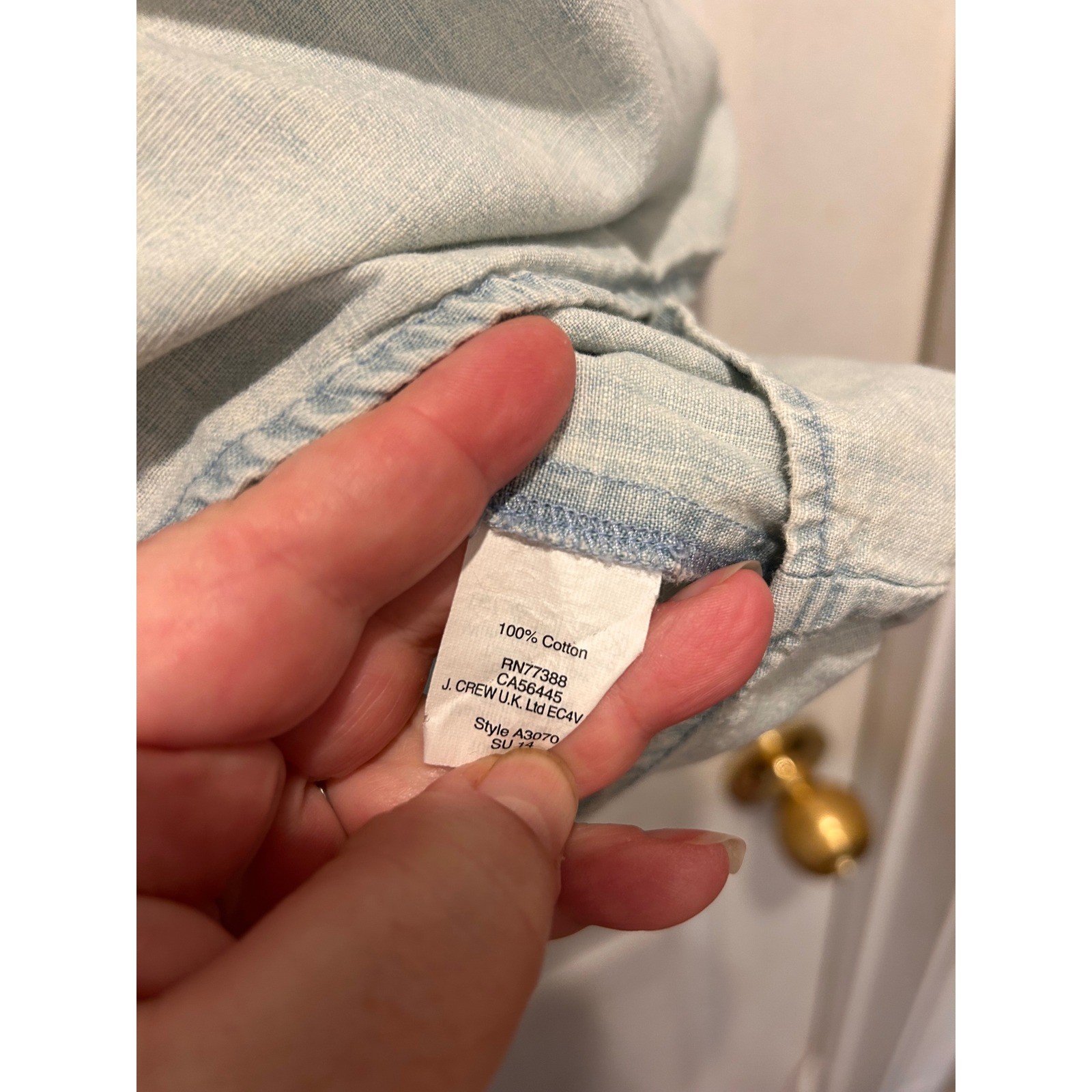 J.Crew Womens Sleeveless Chambray Popover Shirt Light Wash Blue Cotton 14 Denim
